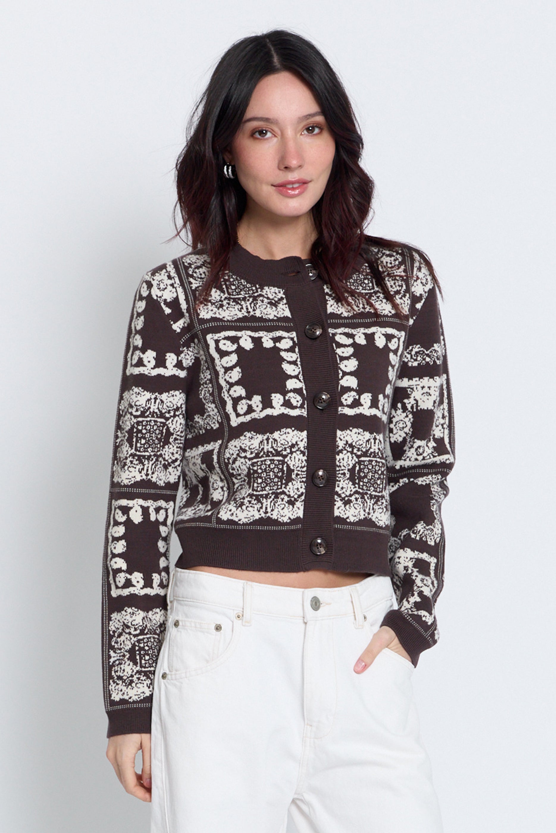 Wren Bandana Printed Crew Cardigan