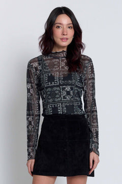 Wren Mesh Bandana Print Turtleneck