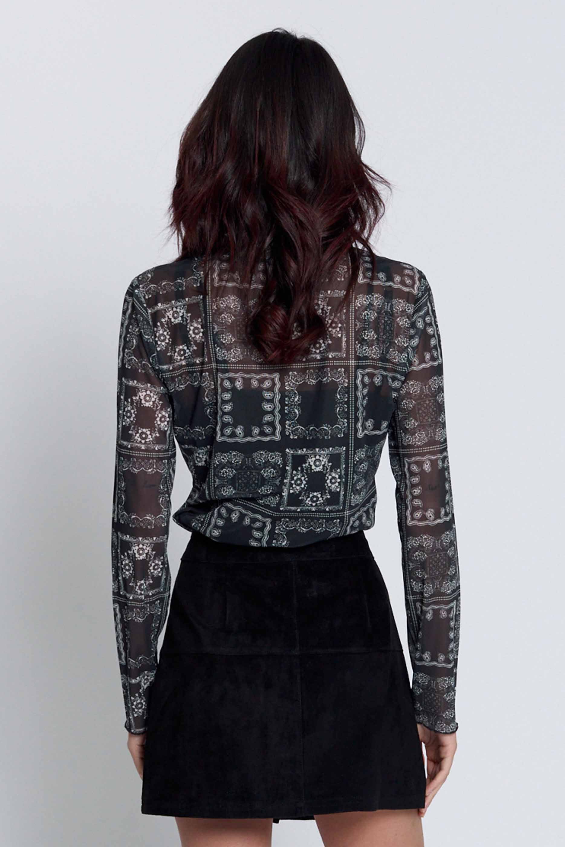 Wren Sheer Bandana Print Turtleneck