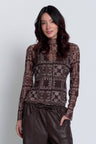 Wren Mesh Bandana Print Turtleneck