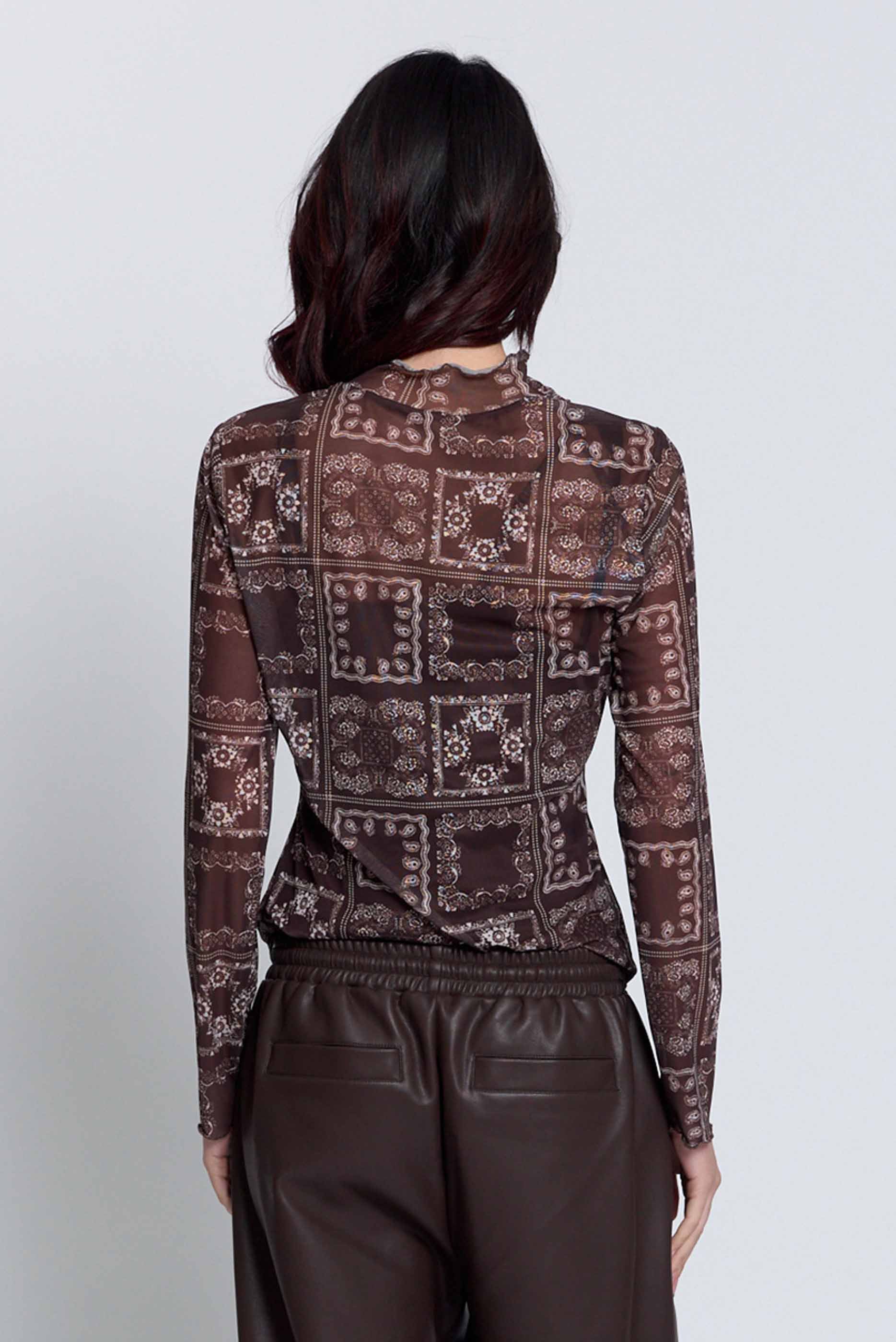 Wren Sheer Bandana Print Turtleneck