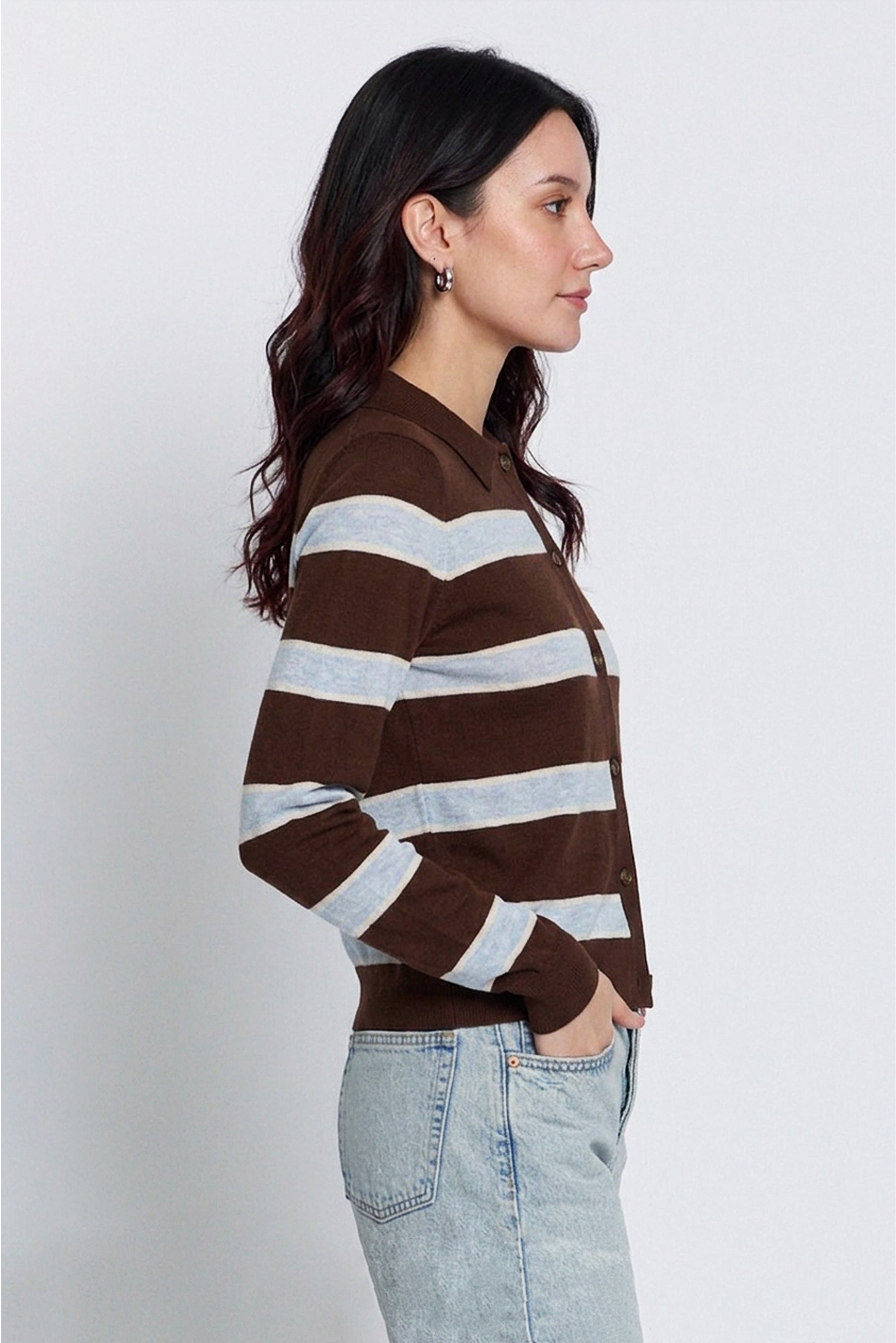 Quinn Striped Sheer Button Up