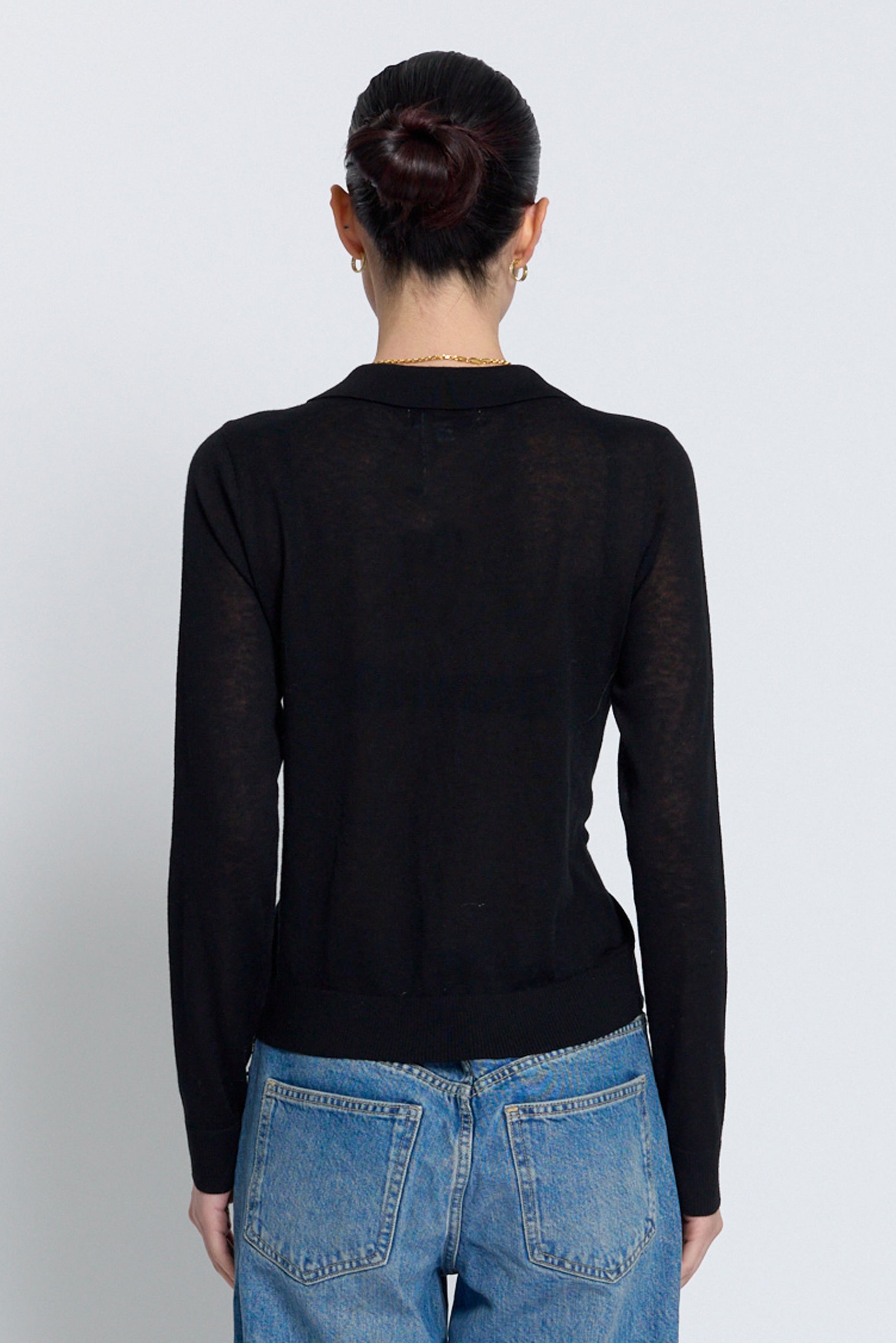 Sienna Sheer Isla Button Up Collared Sweater