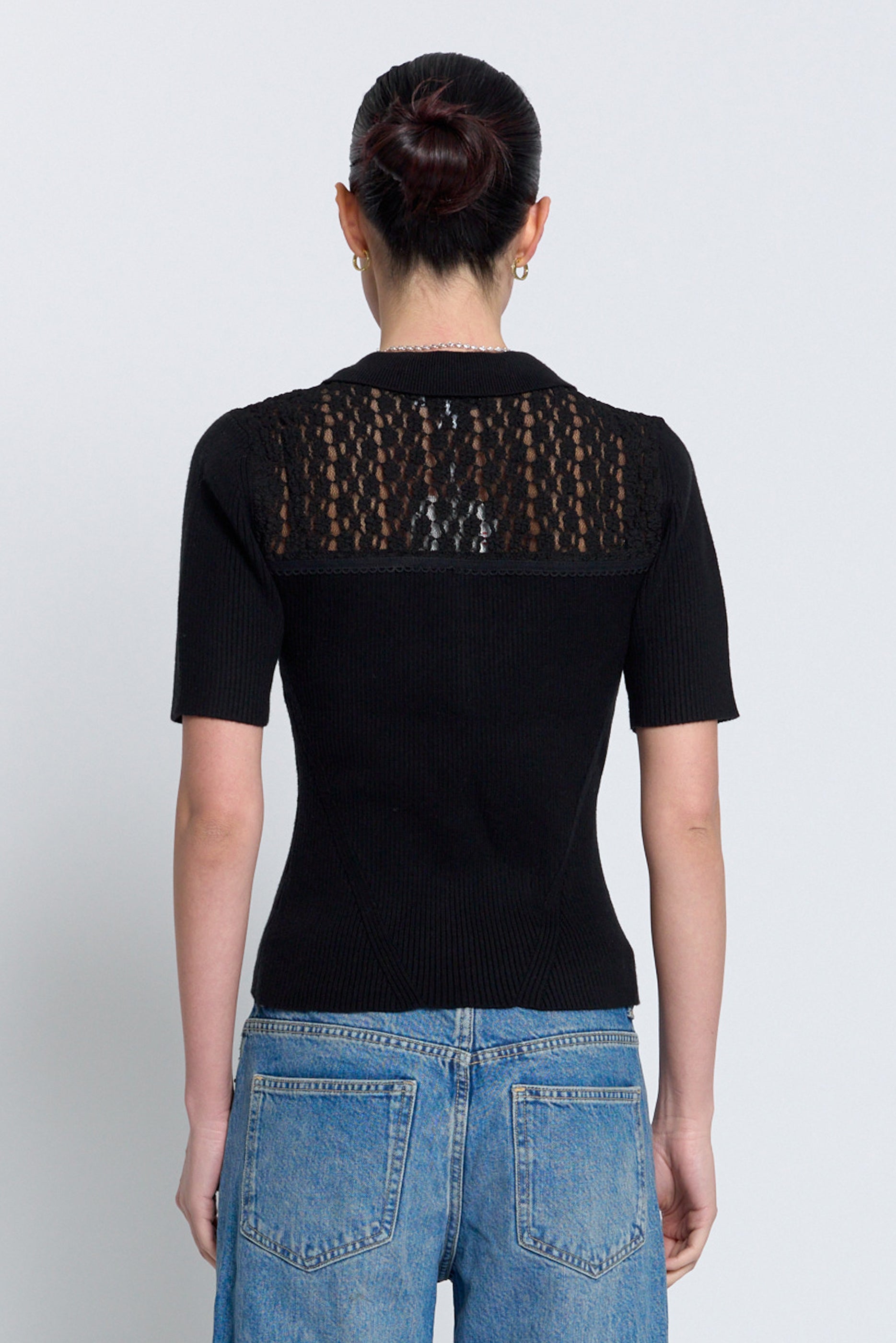Scarlet Lace Combo Button Up Sweater