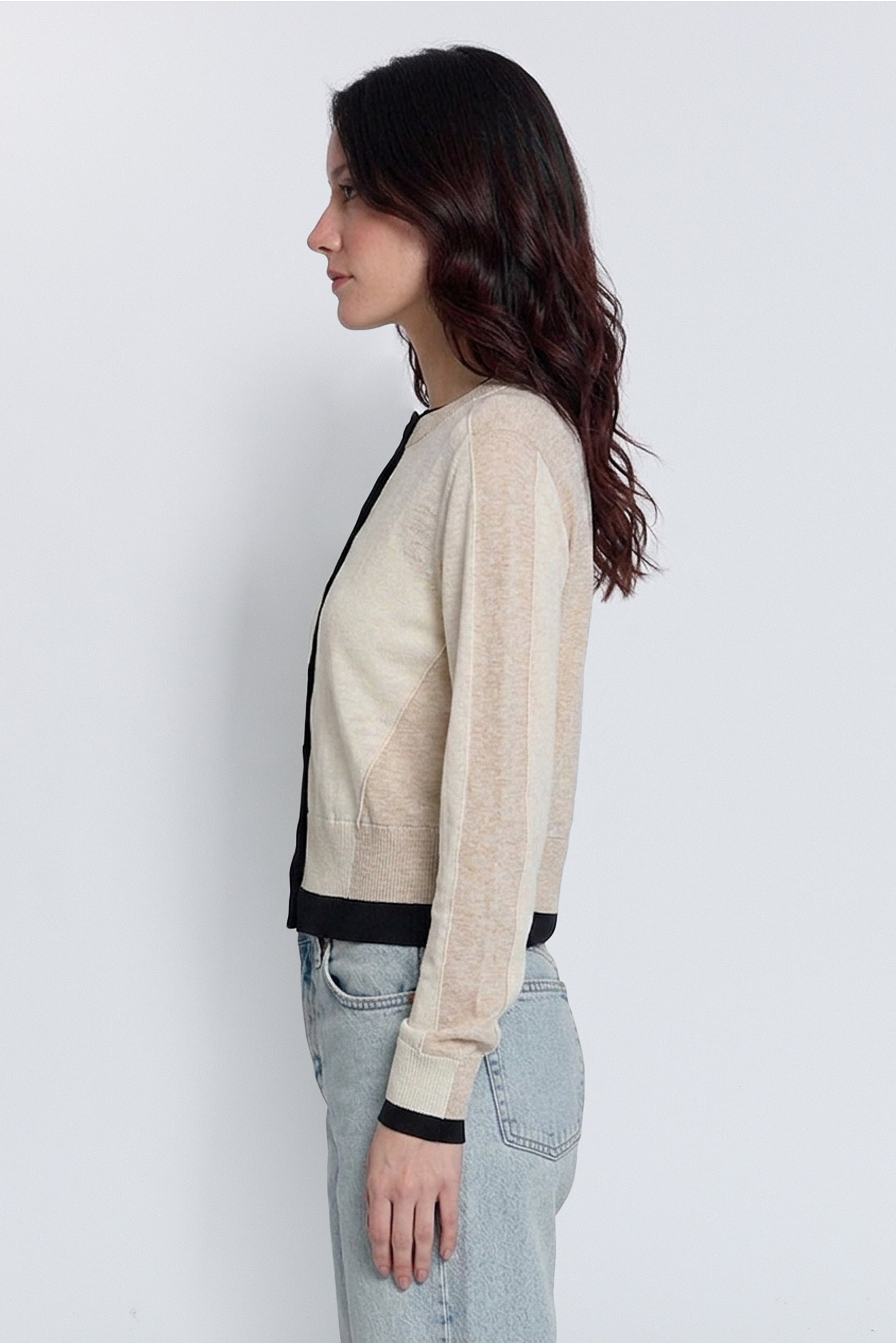 Quinn Colorblocked Sheer Cardigan