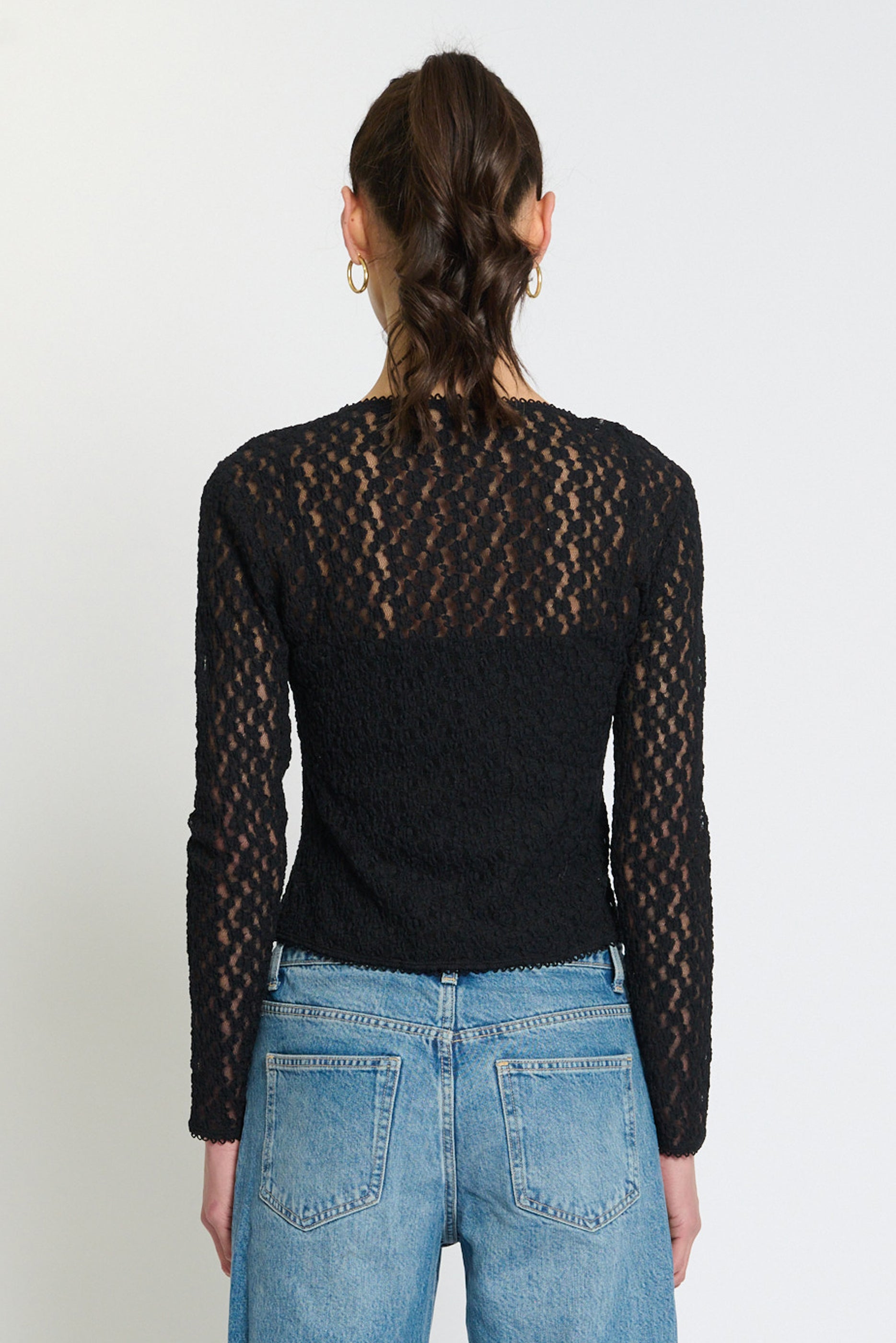 Scarlet Stretch Lace Crew Neck