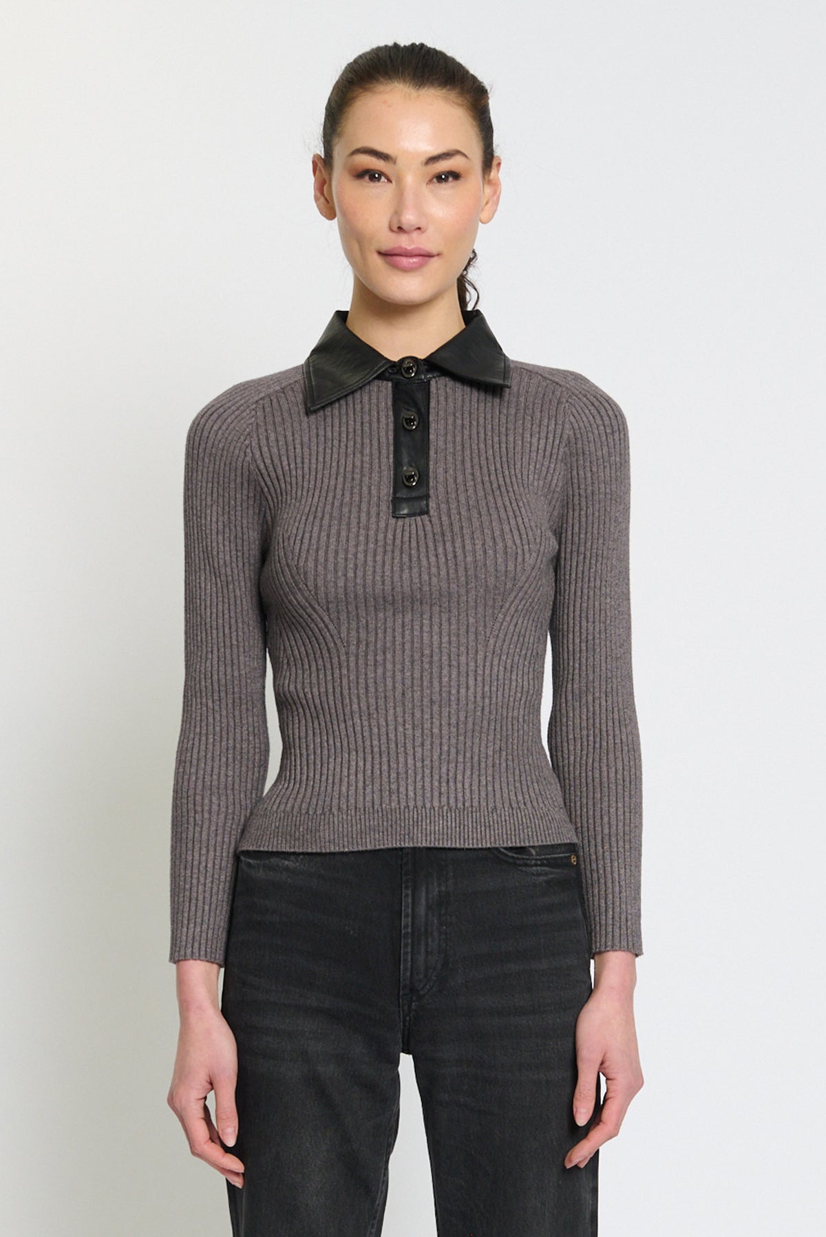 Kara Vegan Collar Turnlock Polo