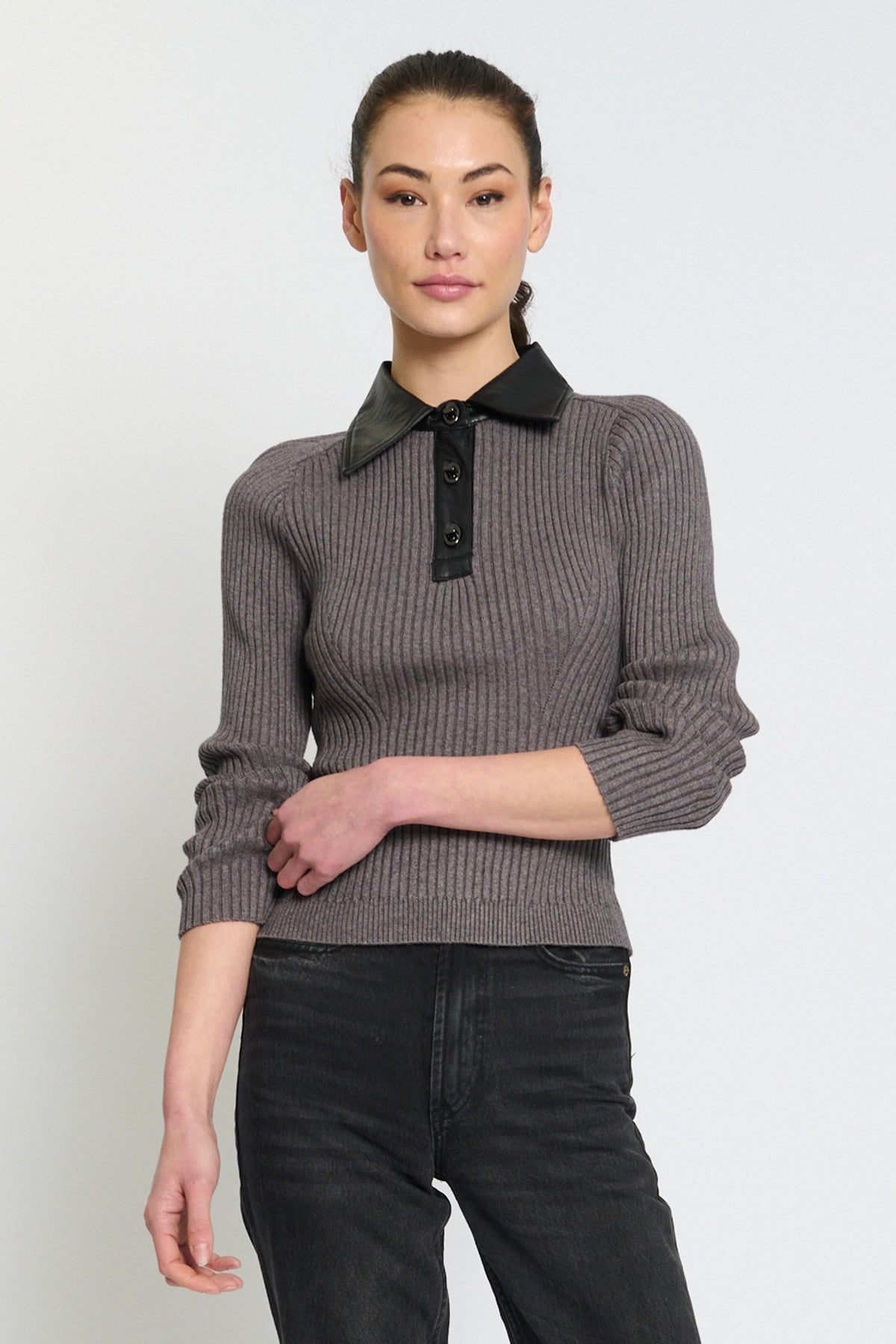 Kara Vegan Collar Turnlock Polo