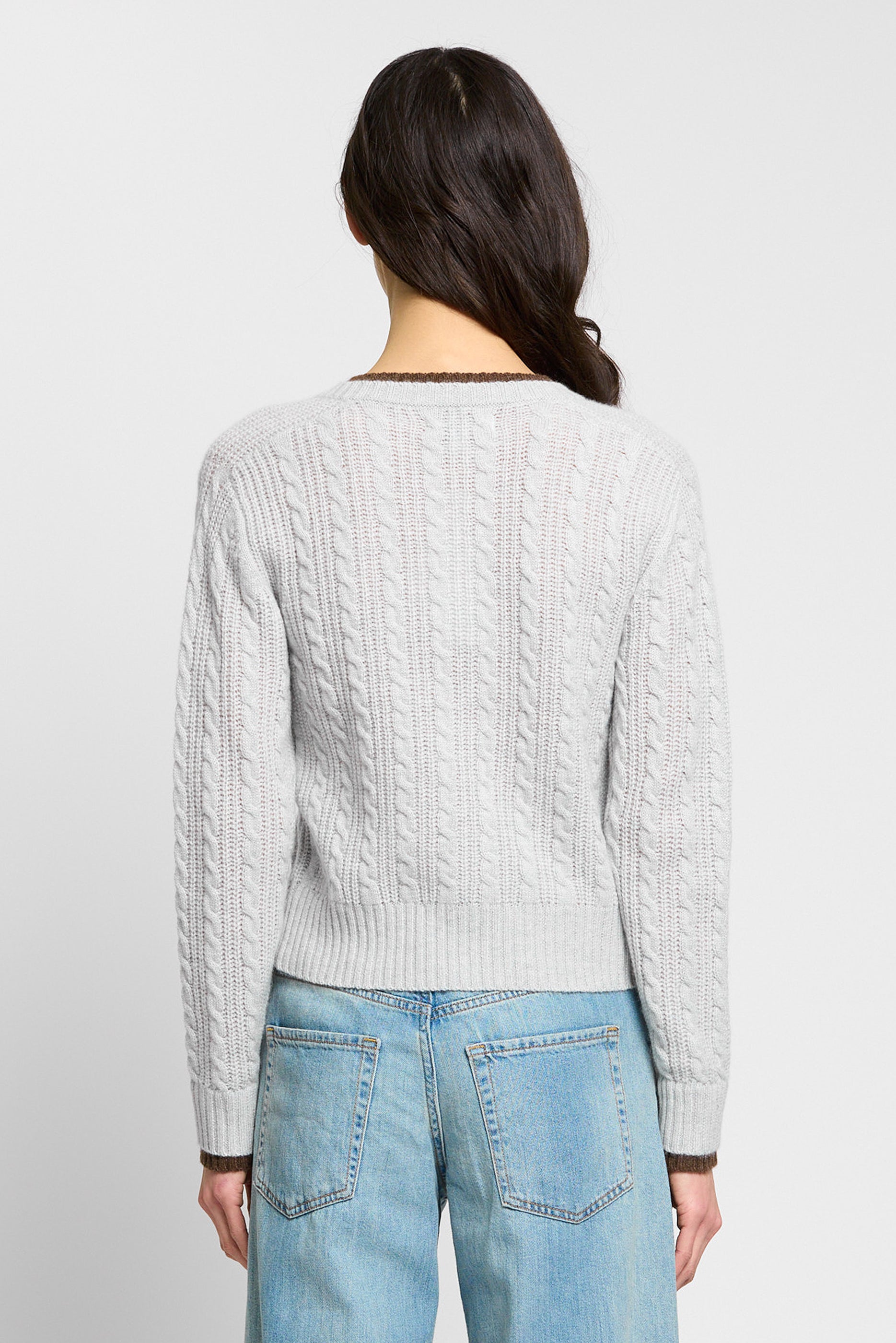 Thea Cashmere Cable Zip Up Cardigan