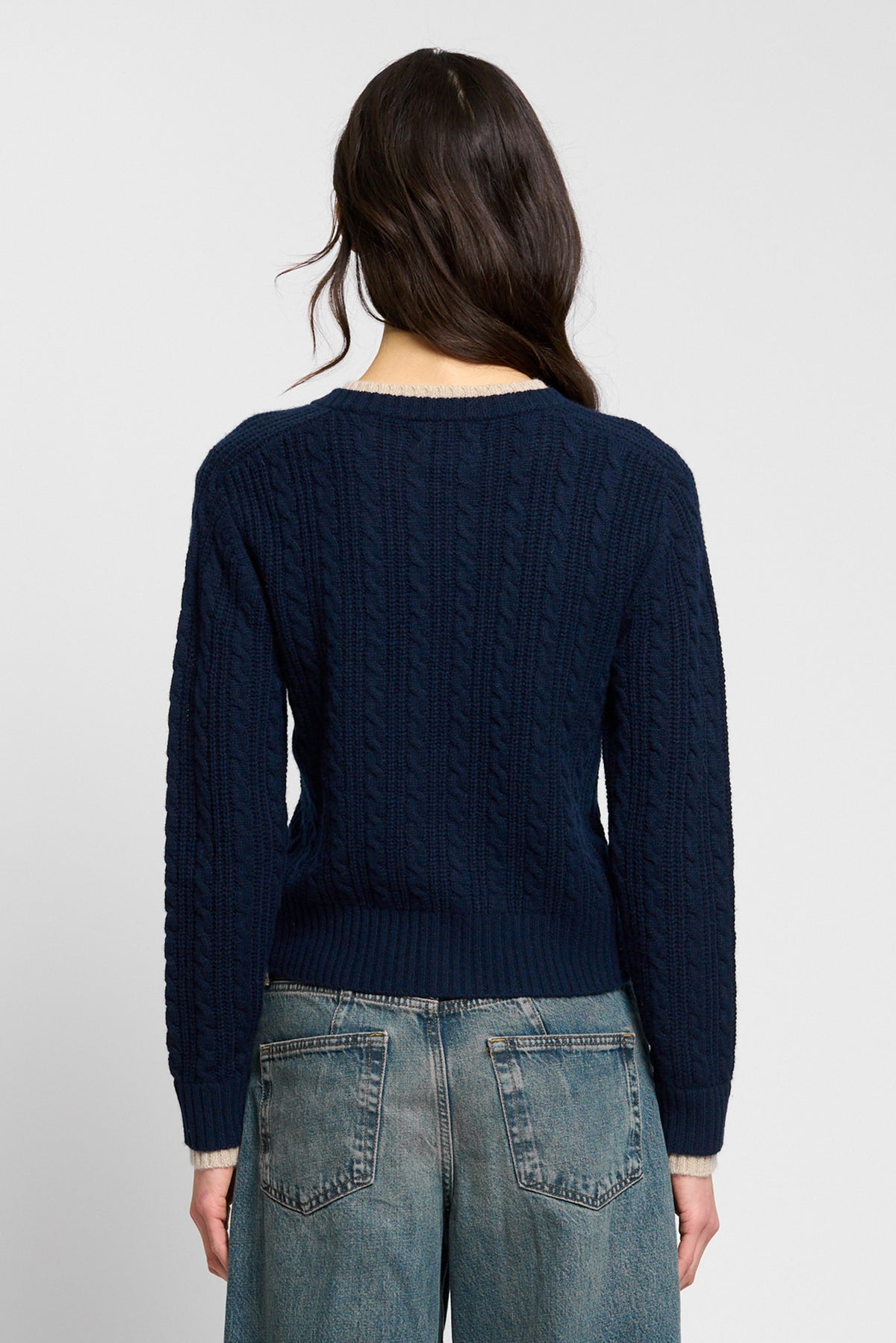 Thea Cashmere Cable Zip Up Cardigan