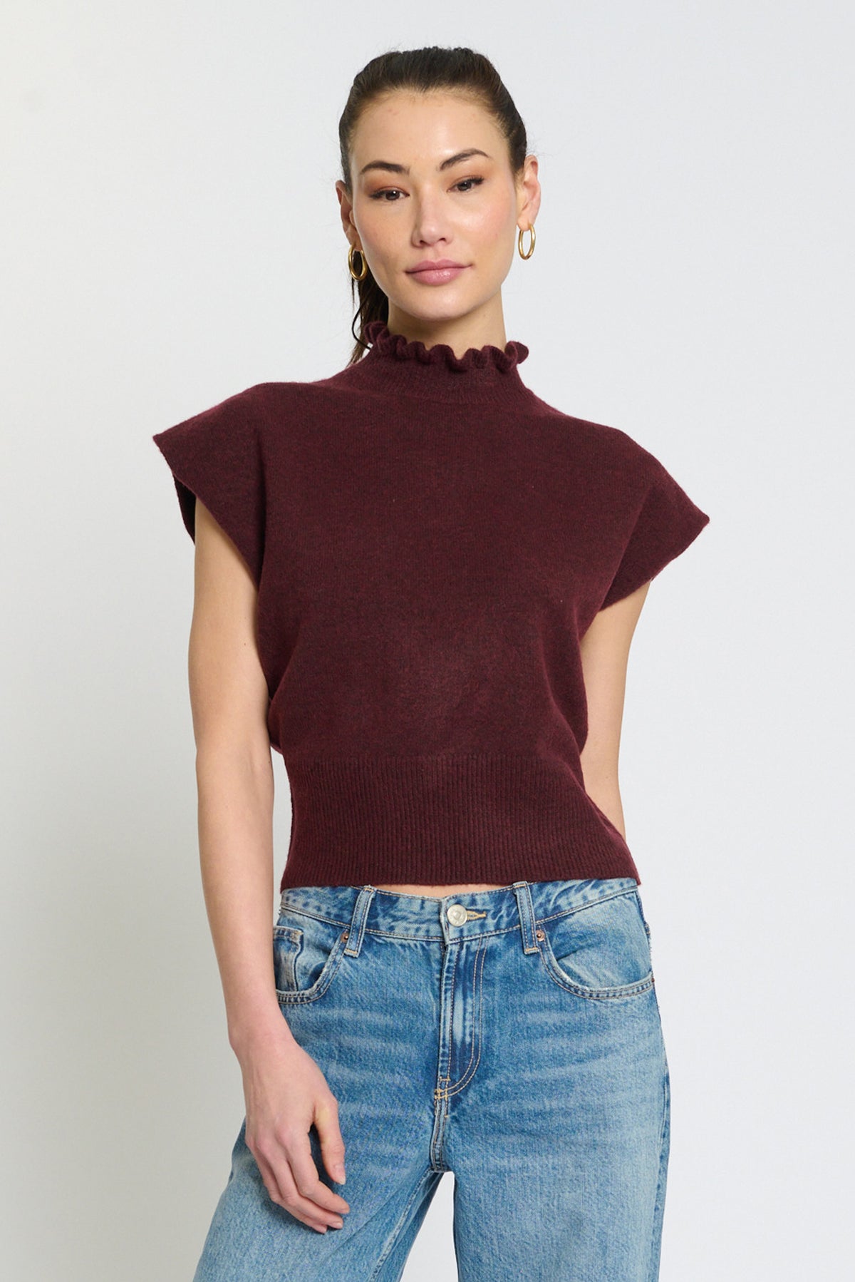 Kate Ruffled Collar Dolman Sweater