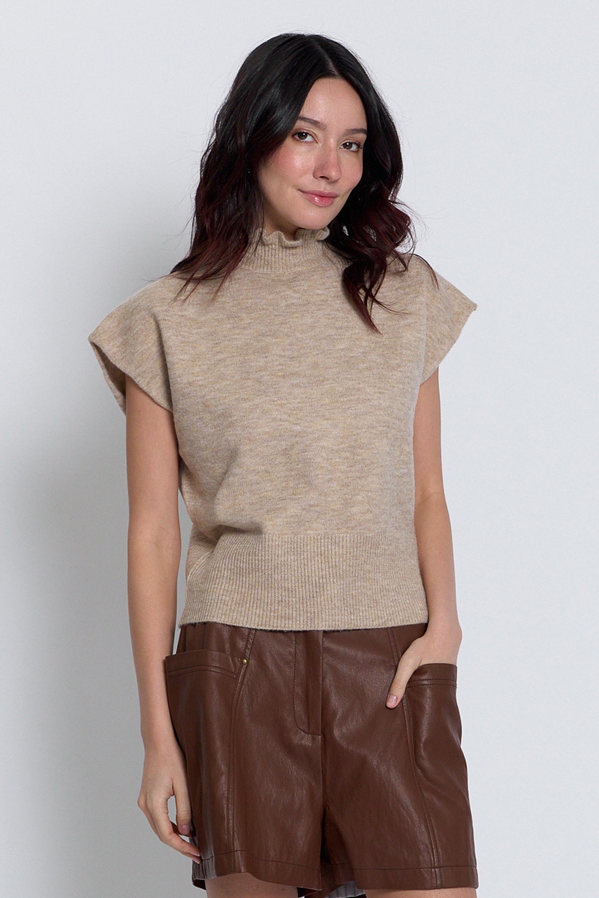 Kate Ruffled Collar Dolman Sweater