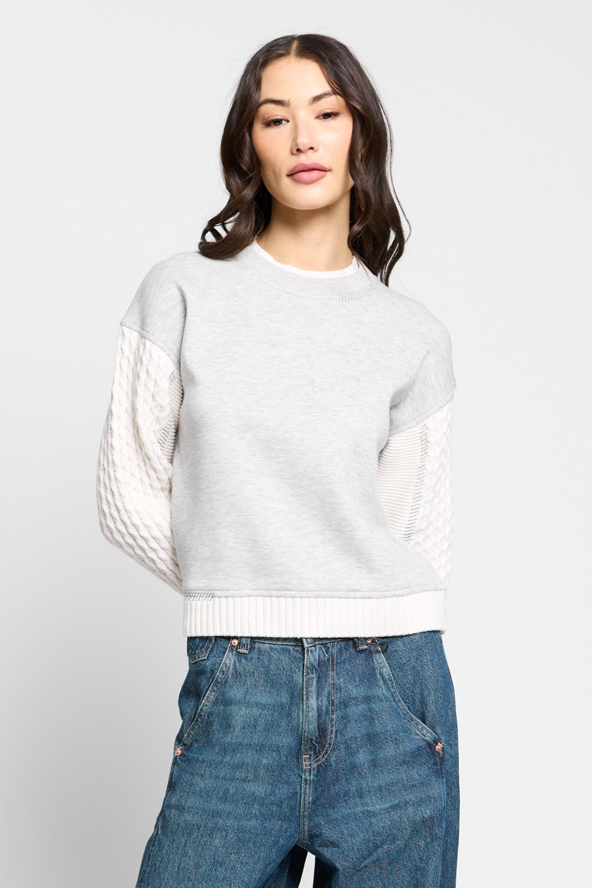 Phoebe Cable Sleeve Sweatshirt