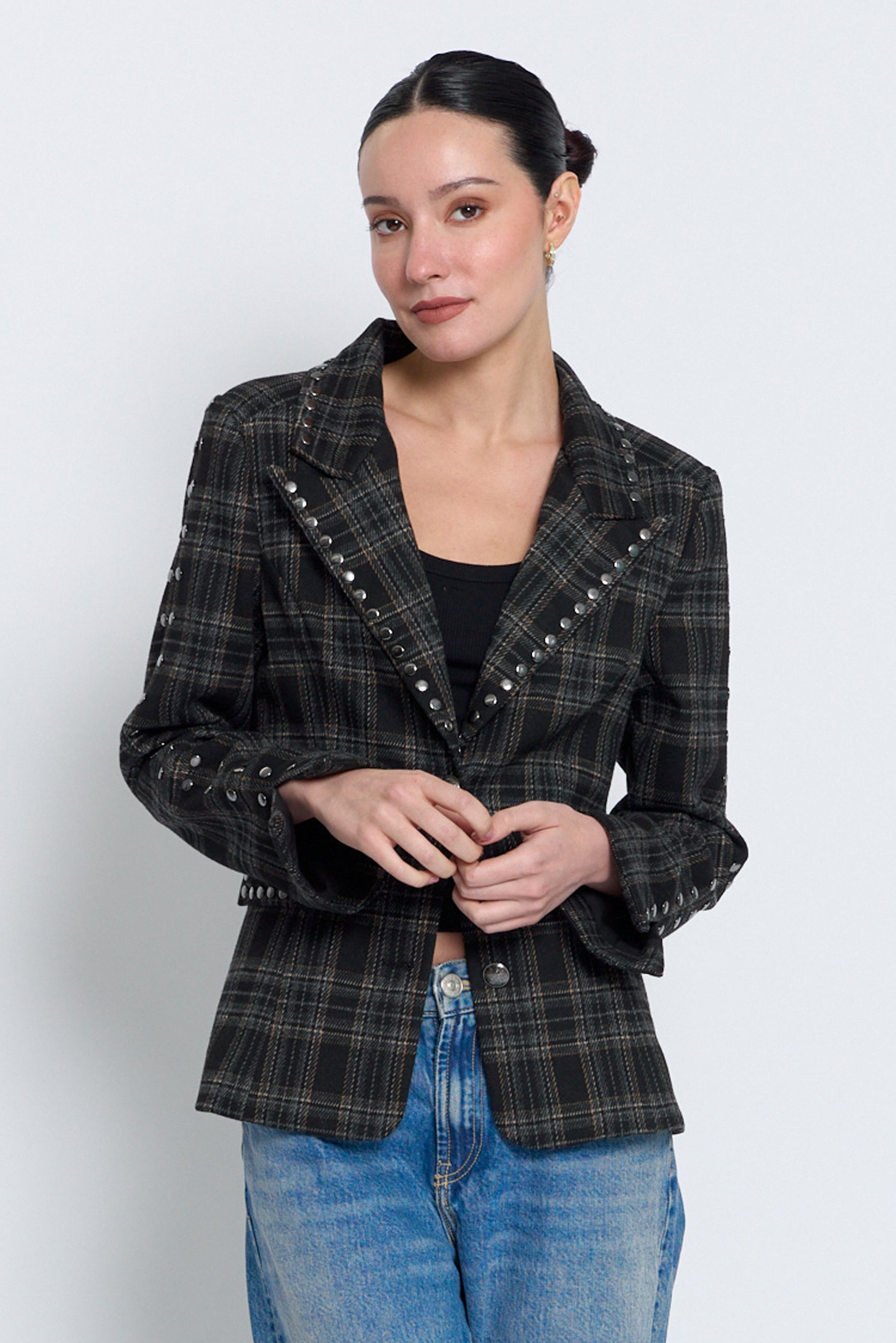Felix Plaid Studded Jacket