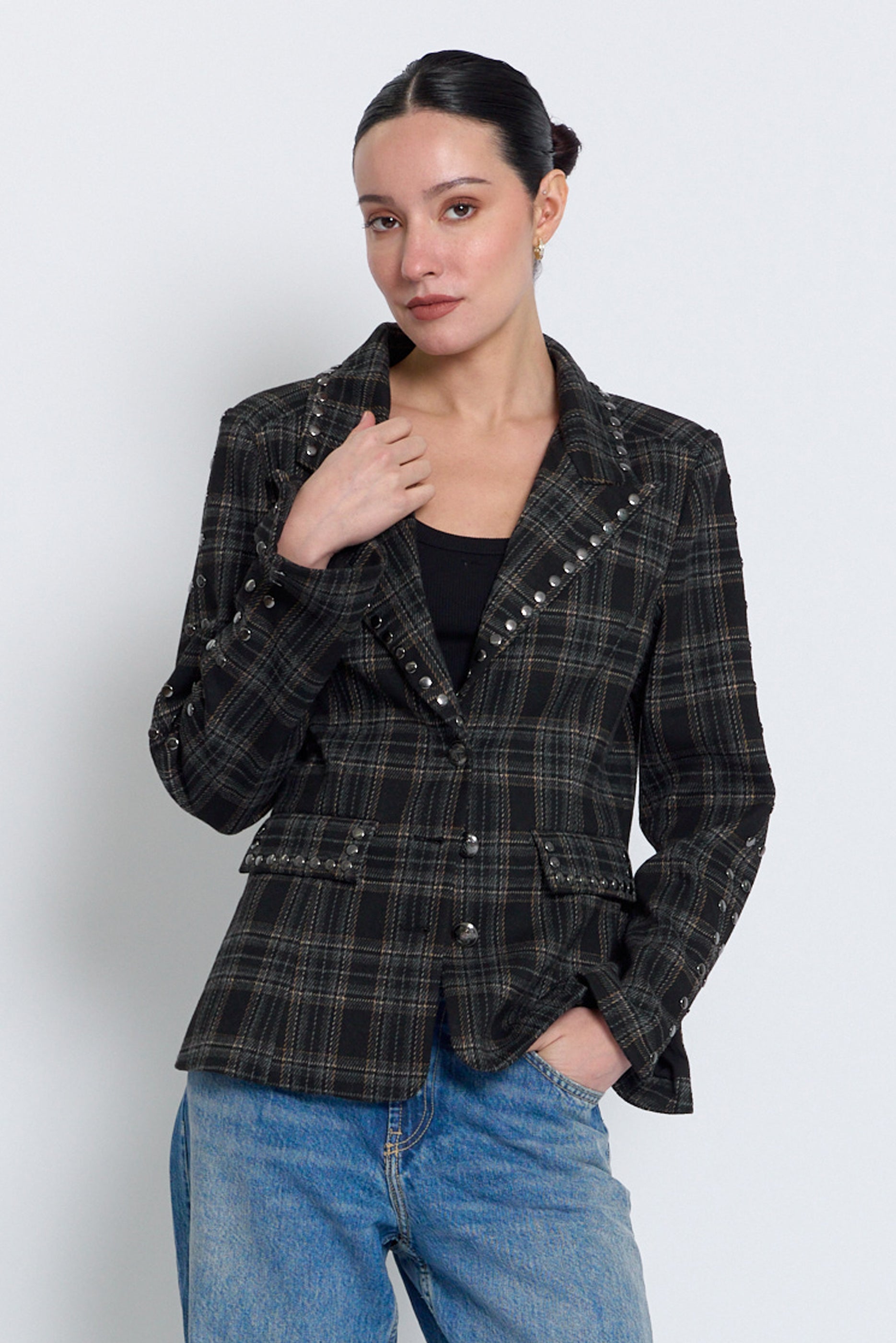 Felix Plaid Studded Jacket