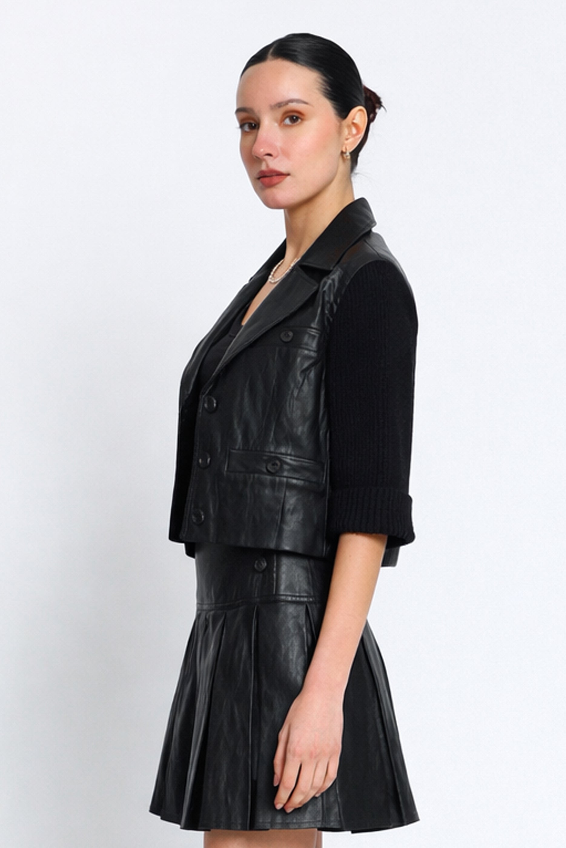 Quinn Cropped Vegan X Sweater Jacket