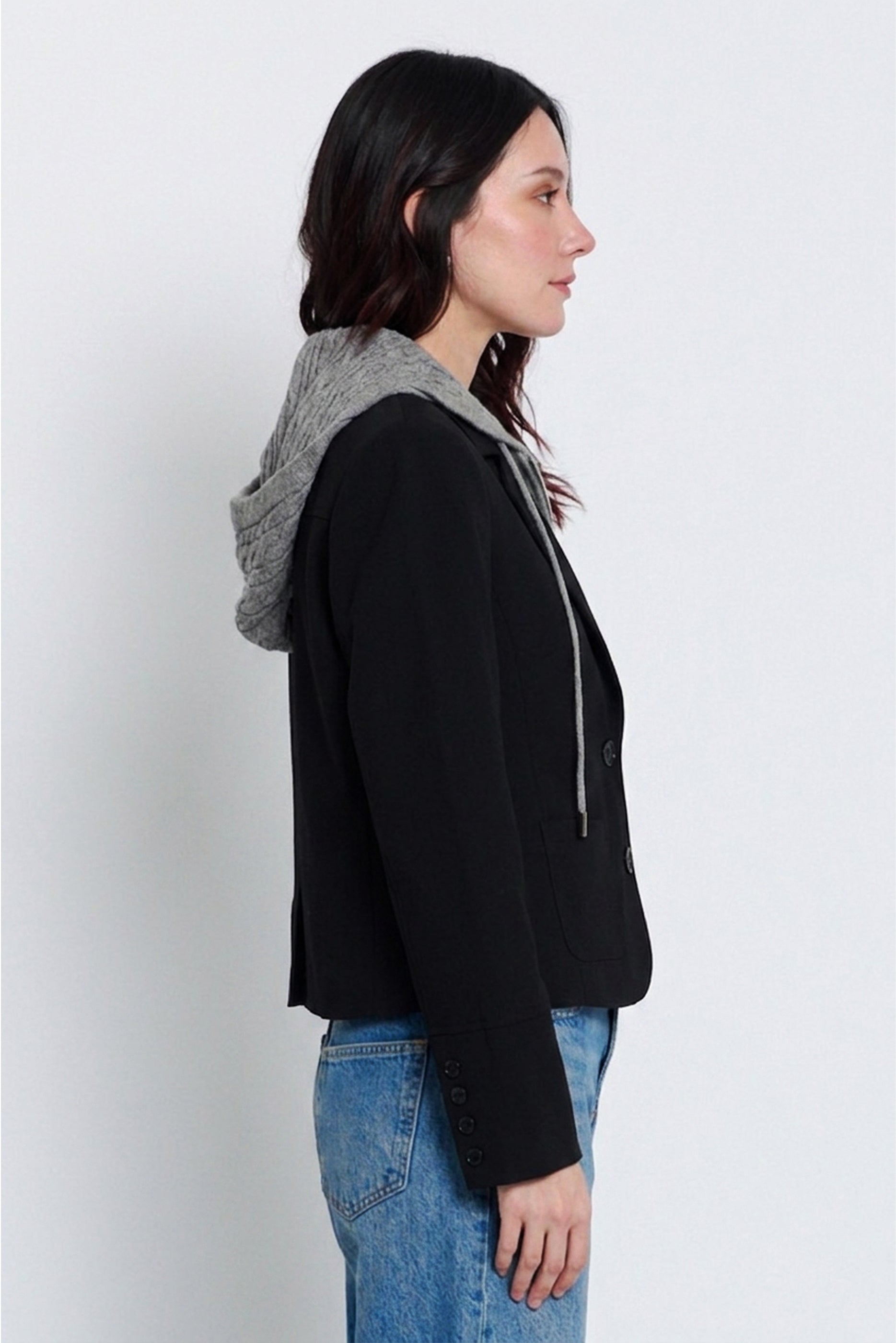 Sienna Solid Jacket With Cable Hooded Dickey