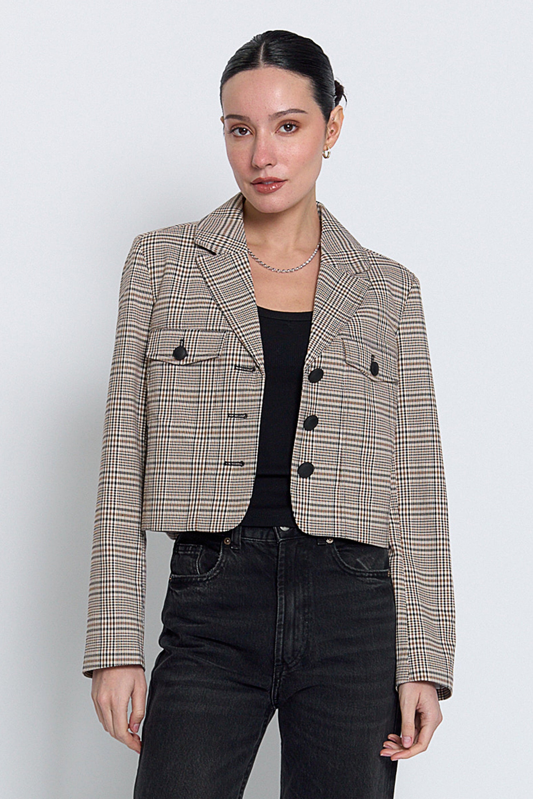 Sienna Cropped Plaid Jacket
