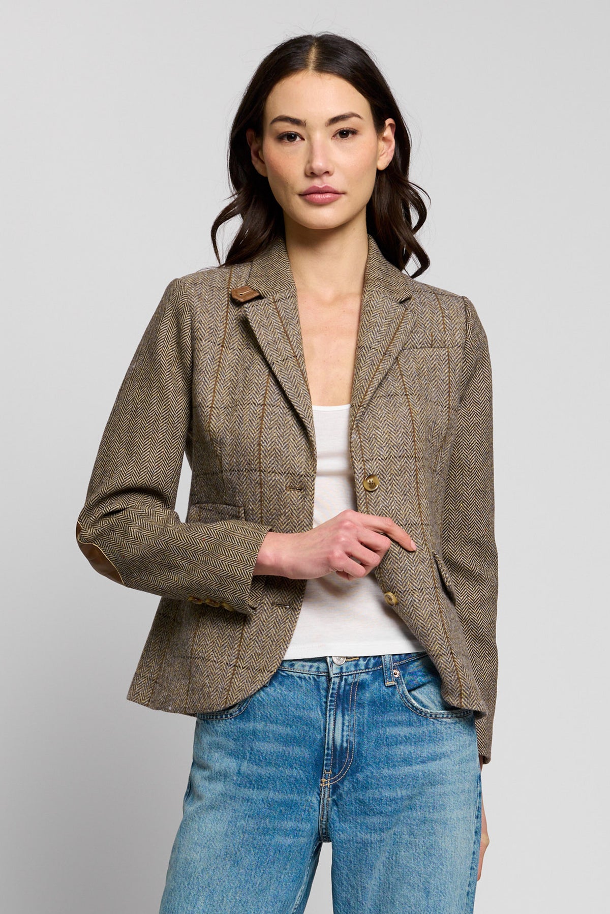 Asher Mixed Plaid Riding Jacket
