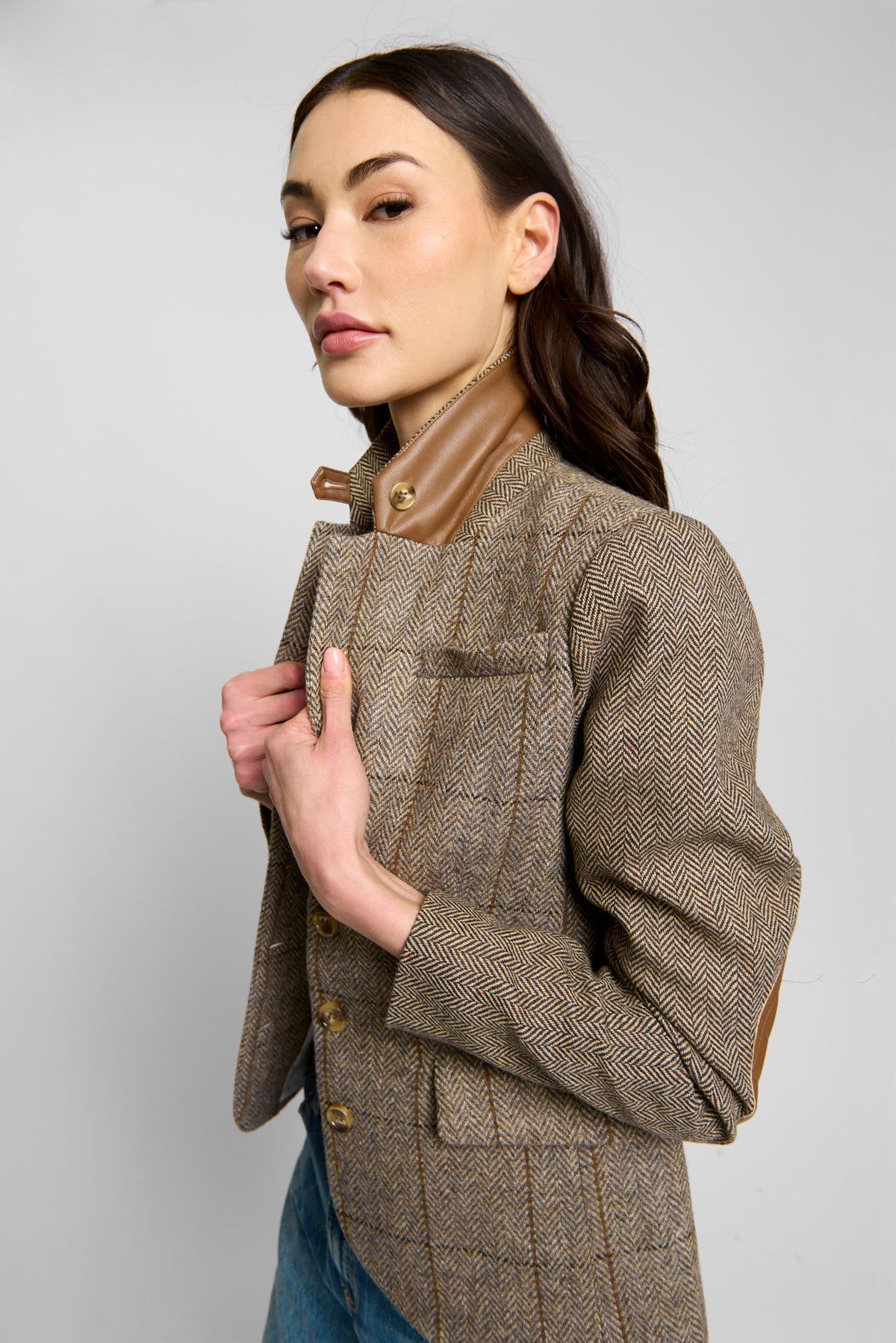 Asher Mixed Plaid Riding Jacket