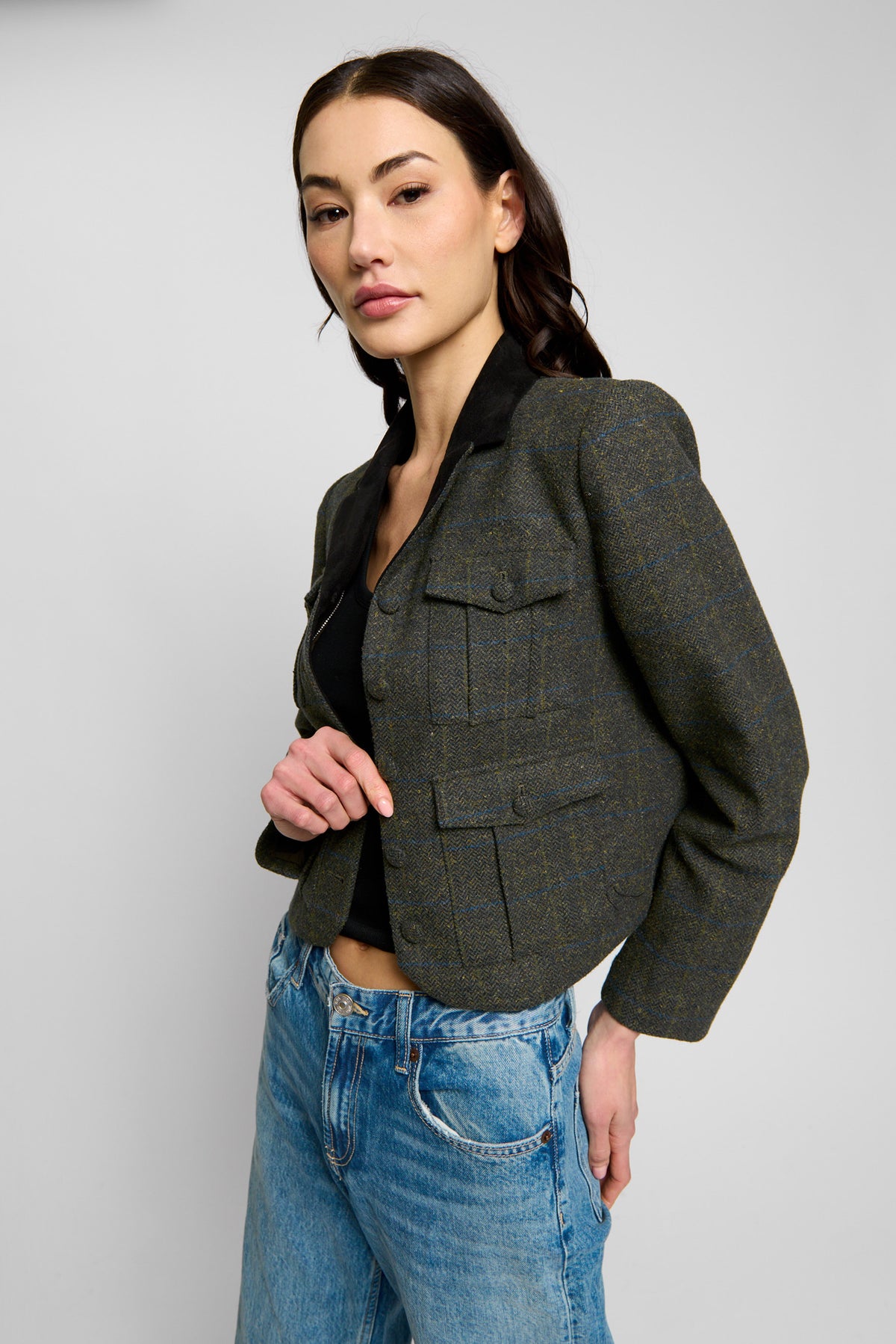 Asher Four Pkt Donagel Tweed Dickie Jacket