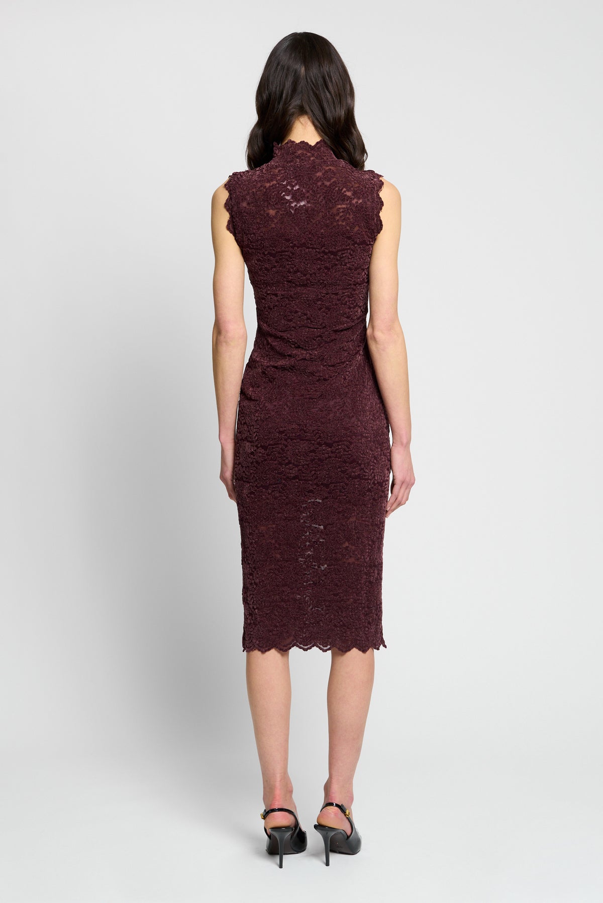 Tessa Sleeveless Stretch Lace Turtleneck