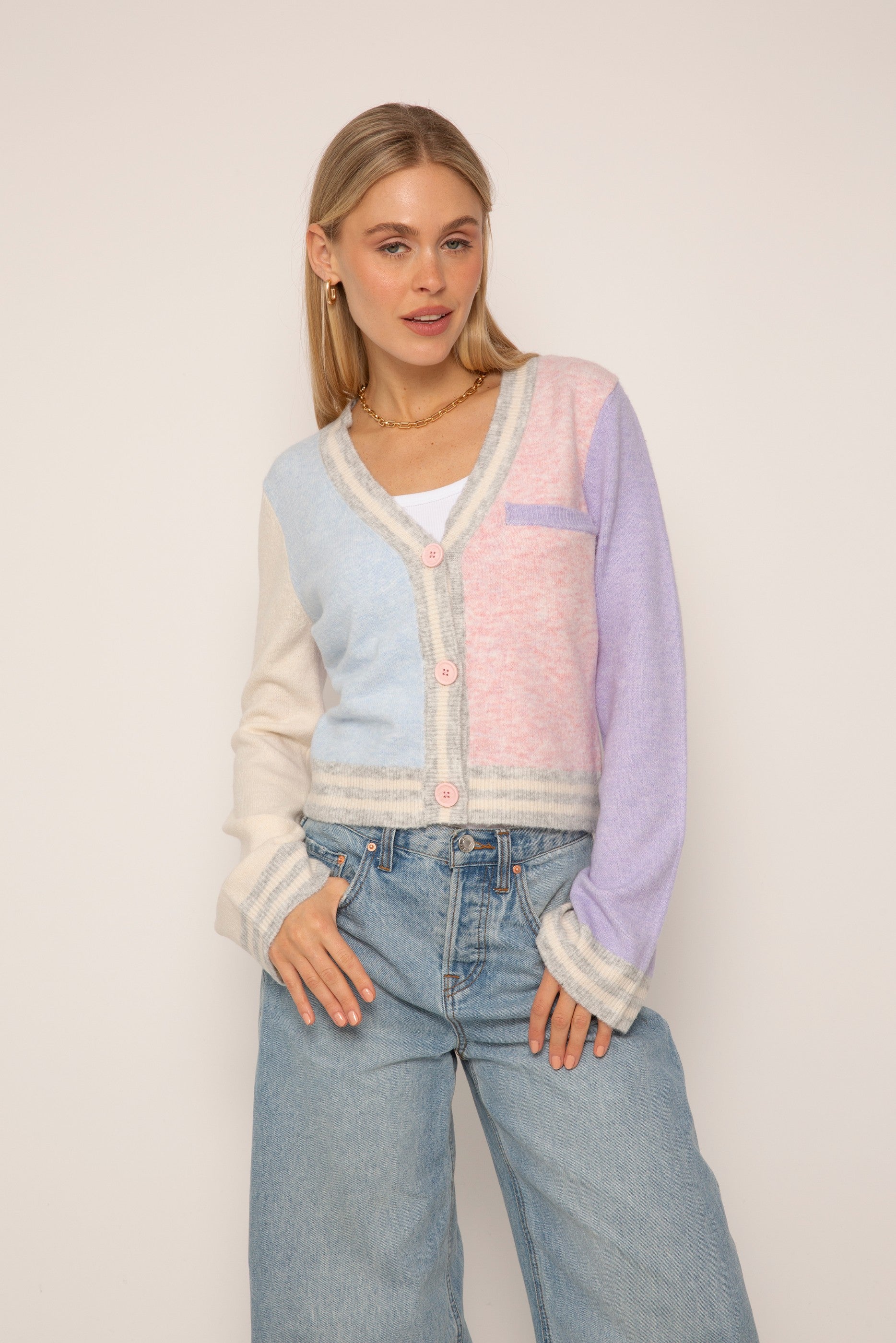 Maia Varsity Colorblock Cardigan