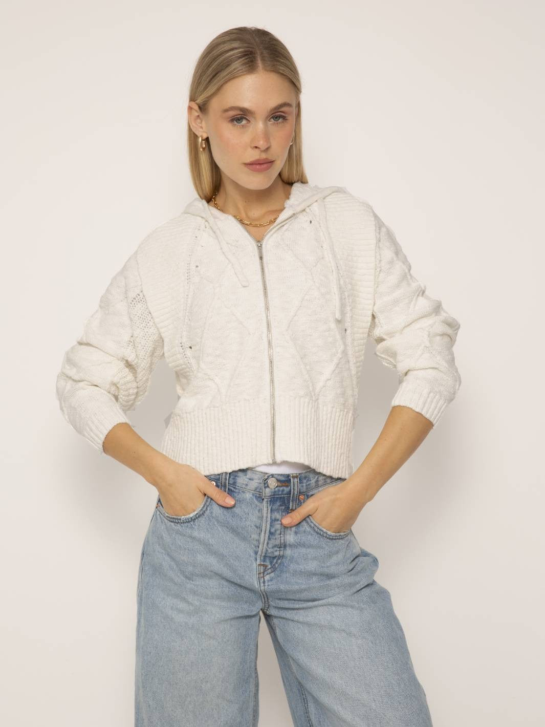 Colbie Chunky Novelty Zip Up Sweater