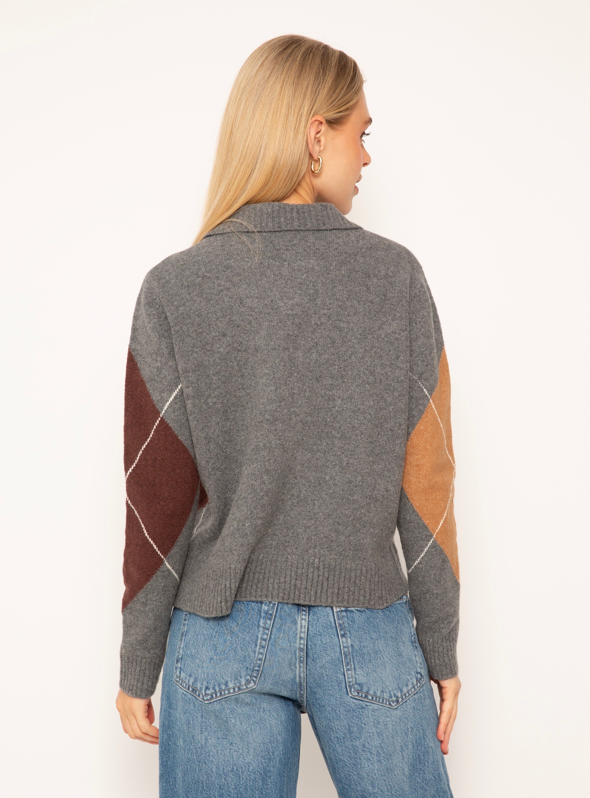 Roman Argyle Button Up Sweater