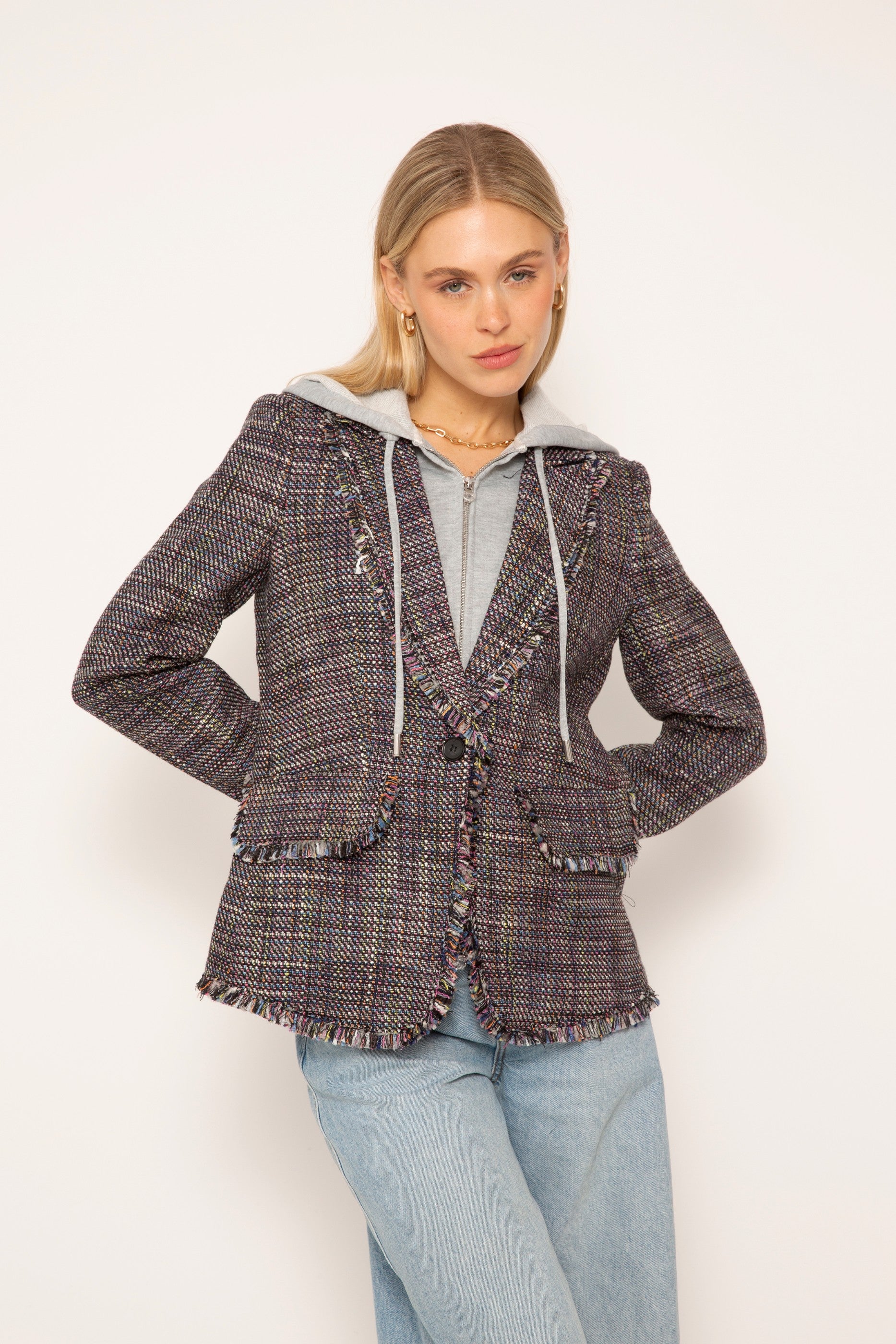 Kaeda Frayed Tweed Dickey Jacket