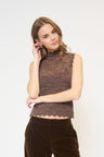 Stella Sleeveless Stretch Lace Turtleneck