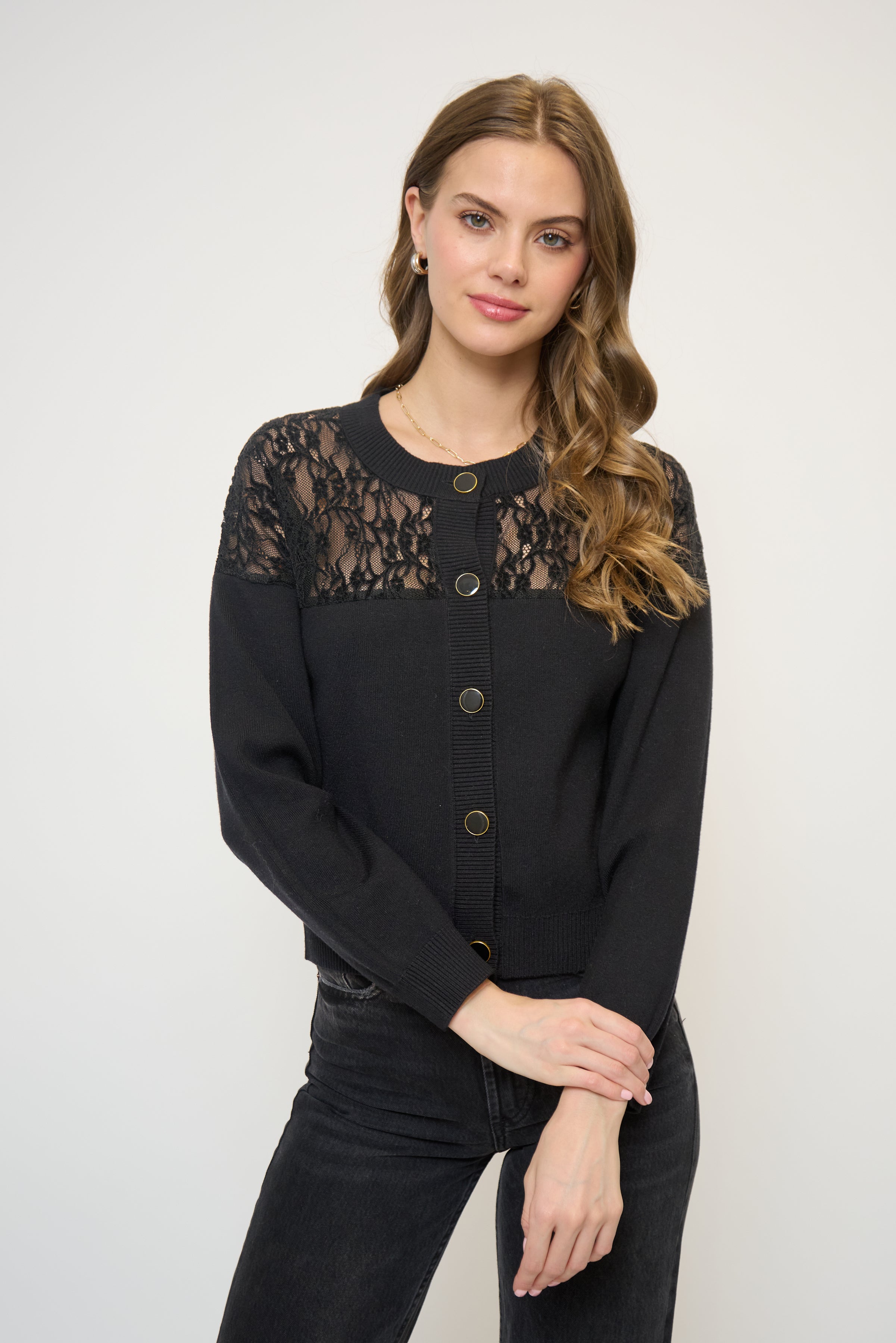 Stella Lace X Knit Twofer Sweater