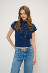 Crystal Embellished Sleeveless Dolman Sweater