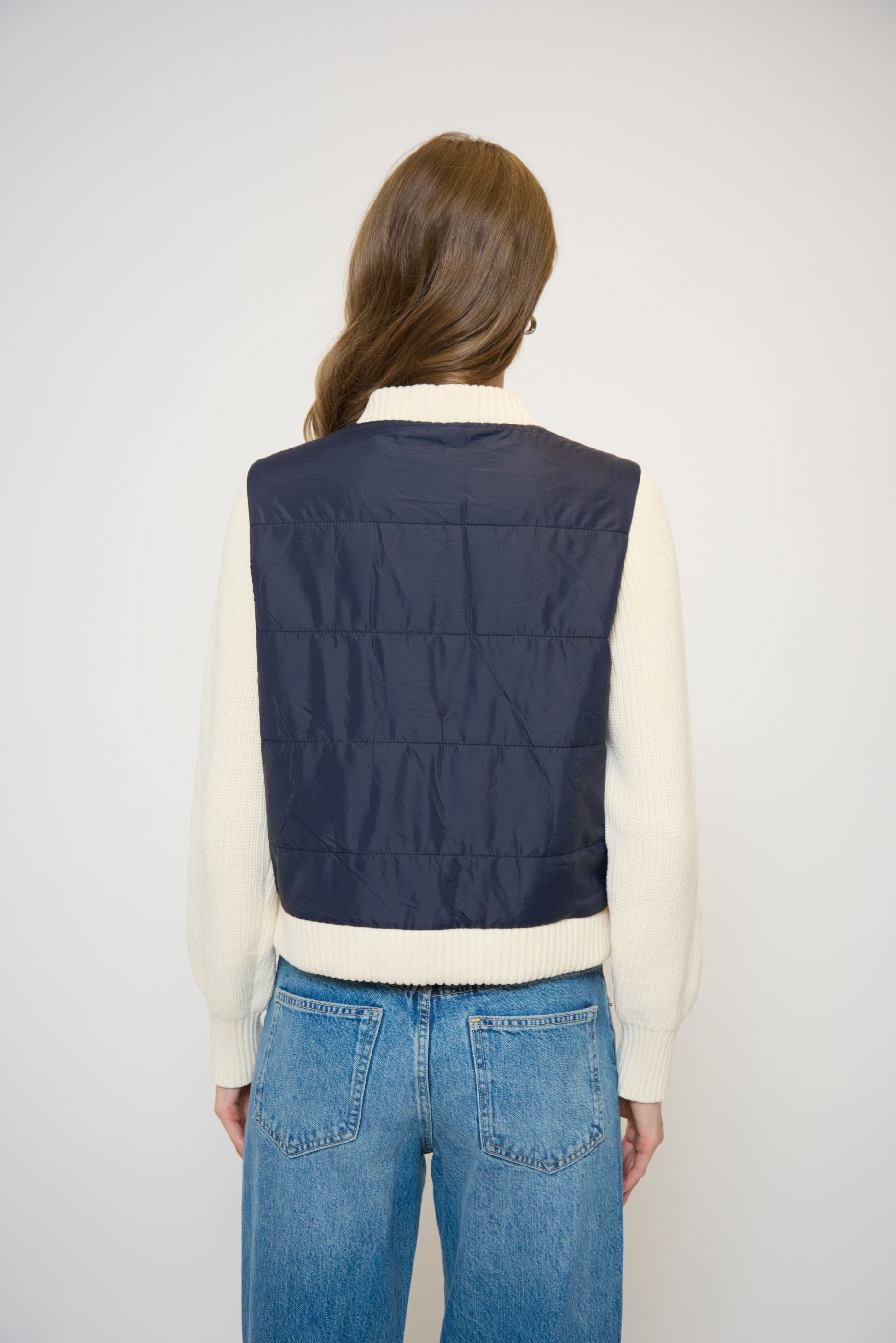 Nylon Quilted Jacket W Sweater Slvs