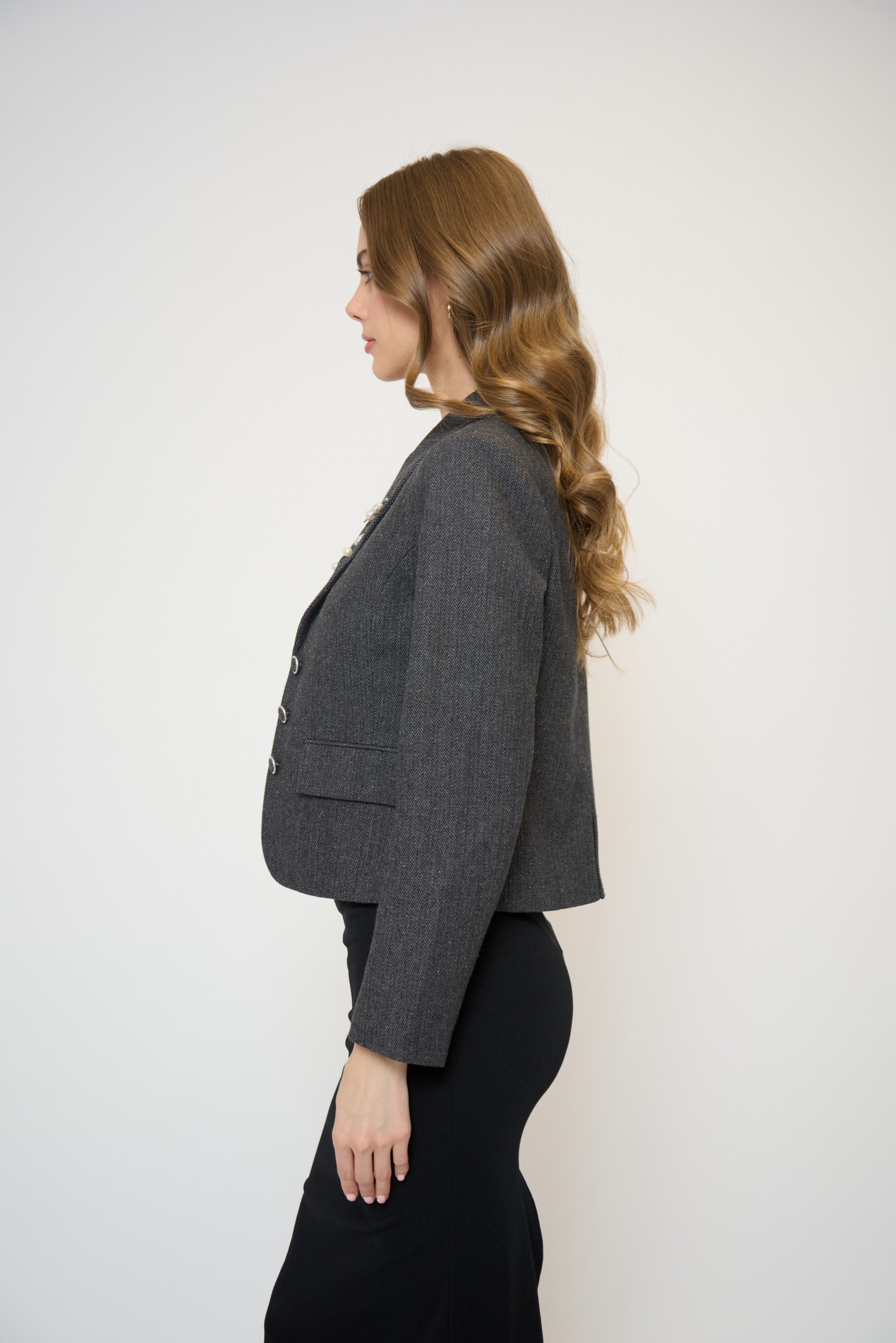 Crystal Pins & Chains Cropped Blazer