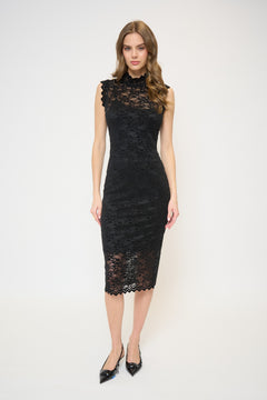 Stella Sleeveless Lace Turtleneck Midi Dress