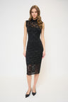 Stella Sleeveless Lace Turtleneck Midi Dress
