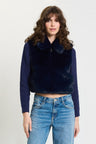 Lennox Cropped Fur Cabled Sleeves Sweater