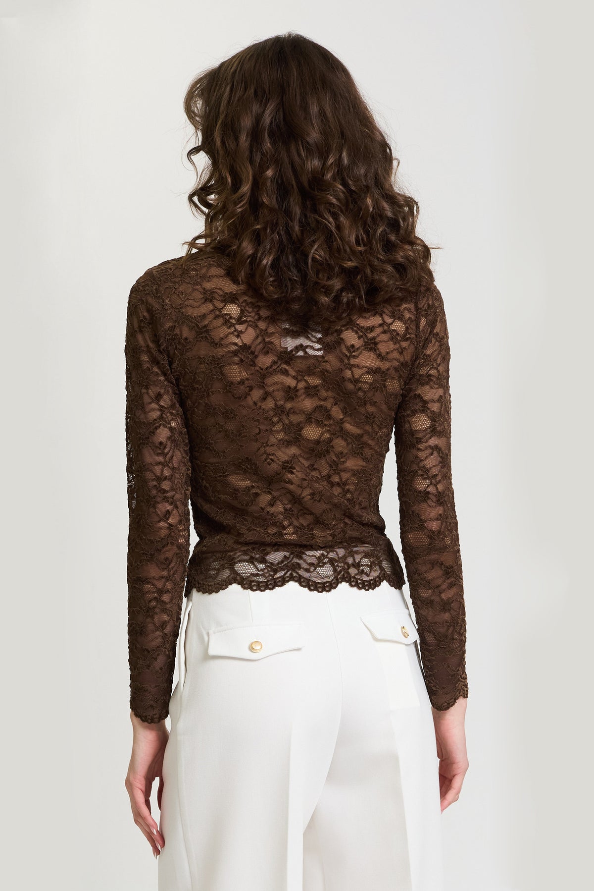 Dakota Long Sleeve Stretch Lace Tneck