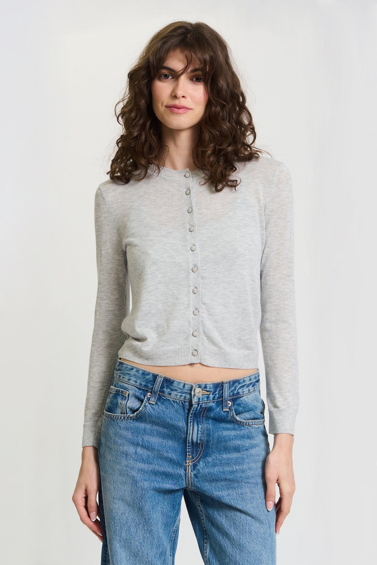 Preston Sheer Cardigan With Satin Buttons