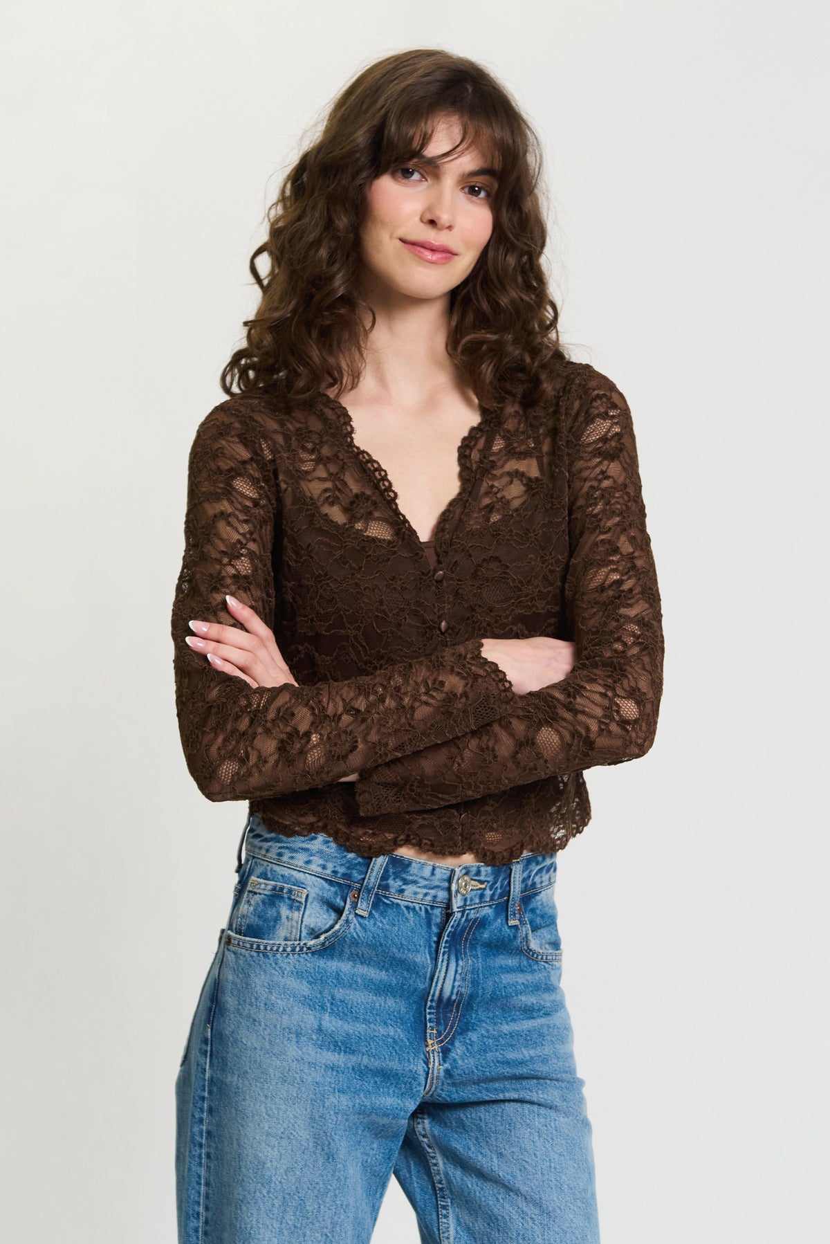 Dakota V-Neck Lace Cardigan