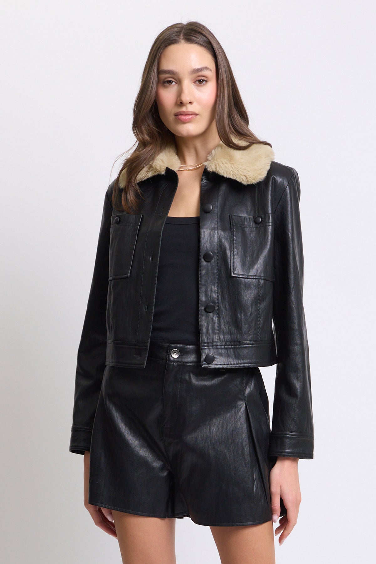 Lennox Vegan Fur Collar Jacket