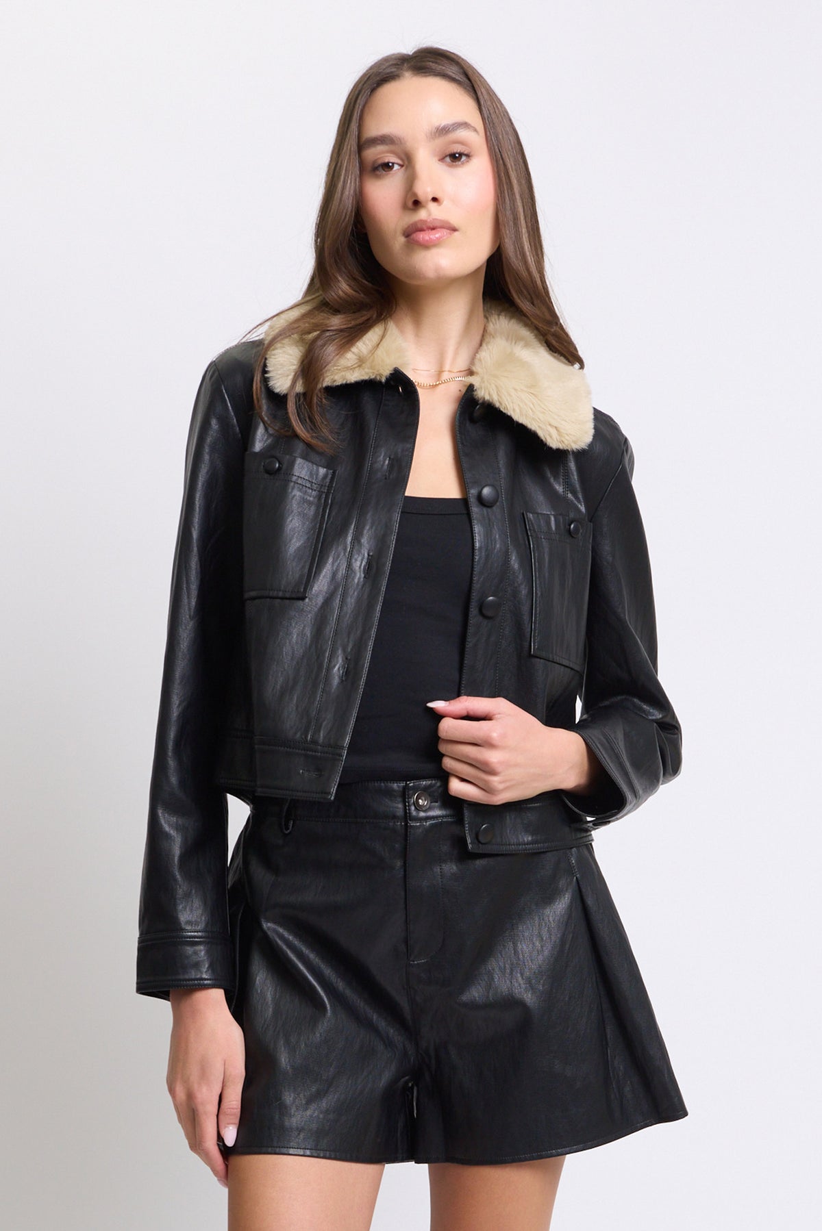 Lennox Vegan Fur Collar Jacket