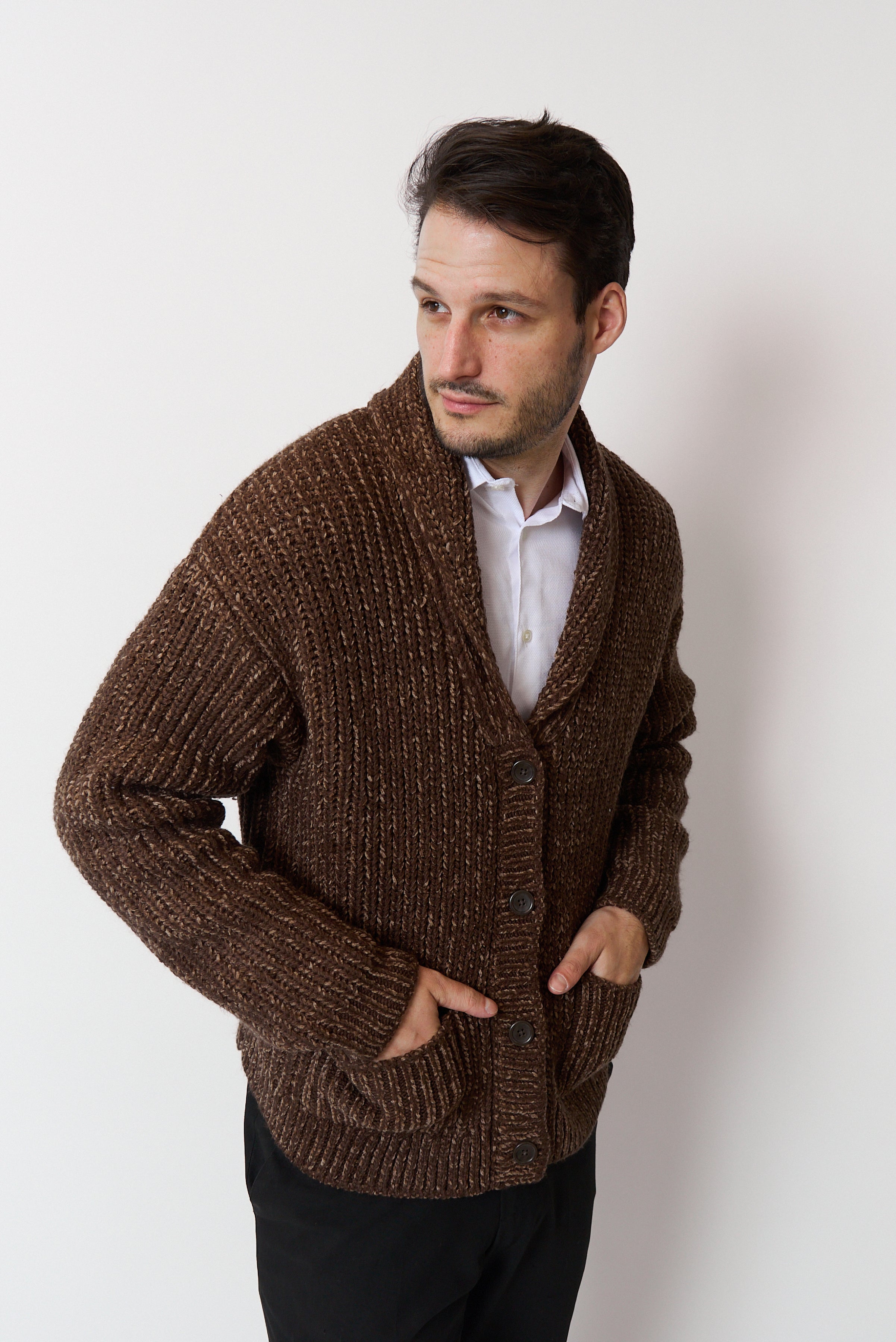 Chenille Shawl Collar Cardigan