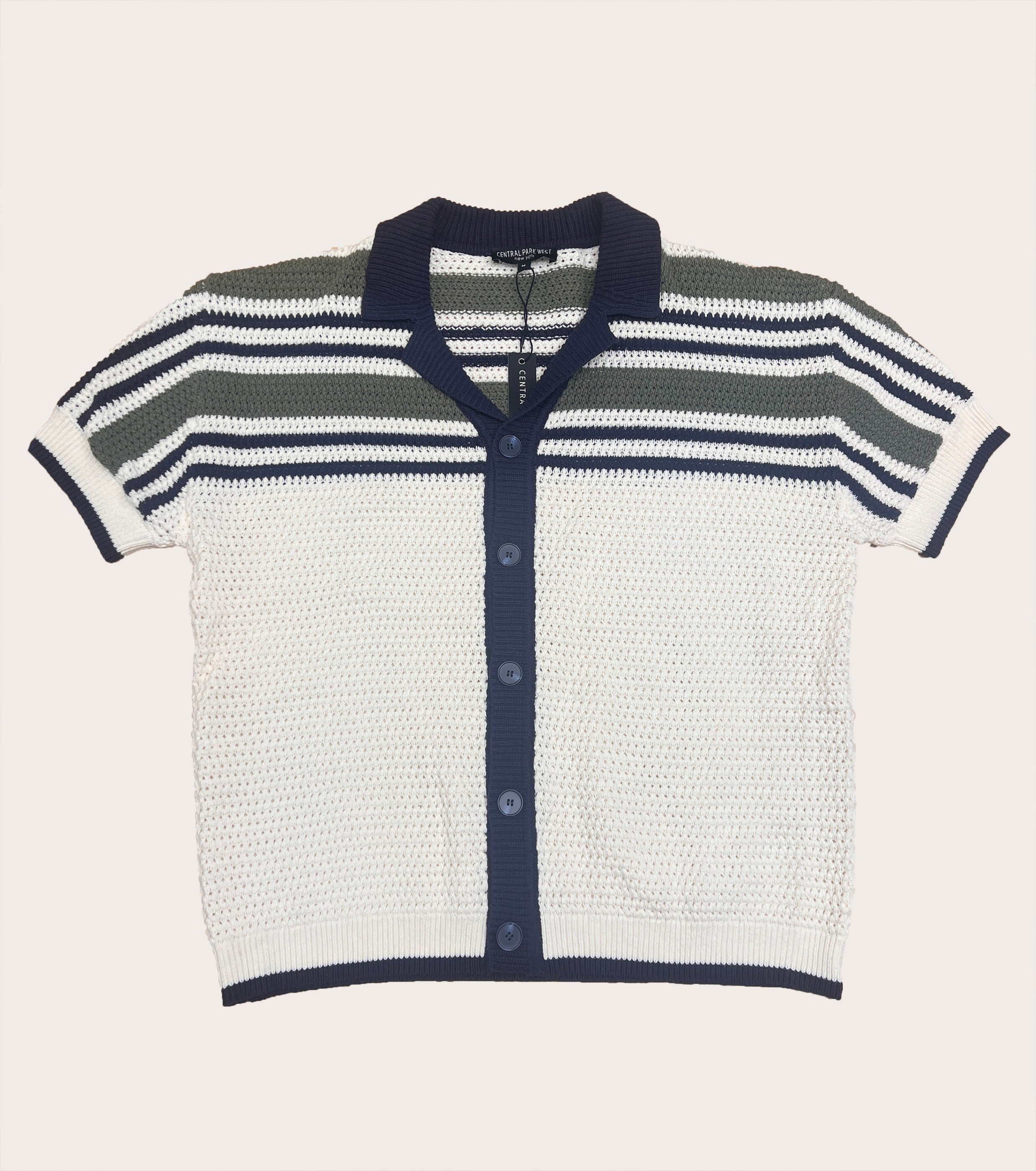 Striped Crochet Ss Buttondown