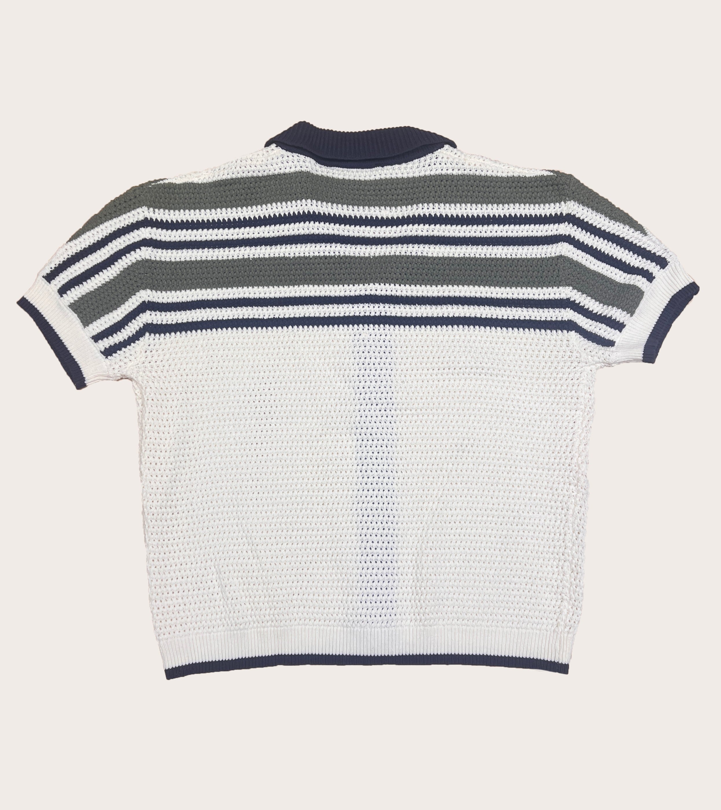 Striped Crochet Ss Buttondown