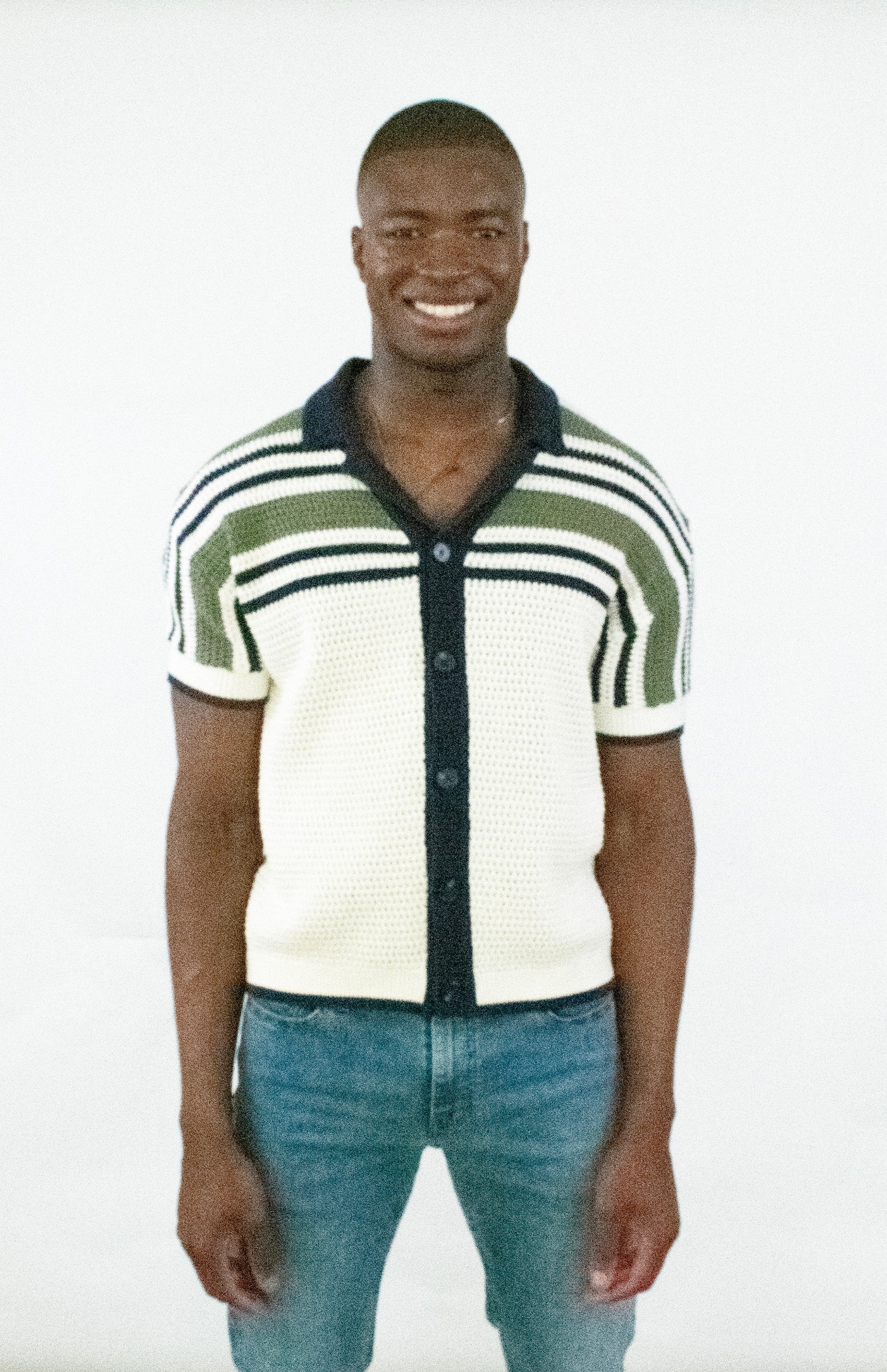 Striped Crochet Ss Buttondown