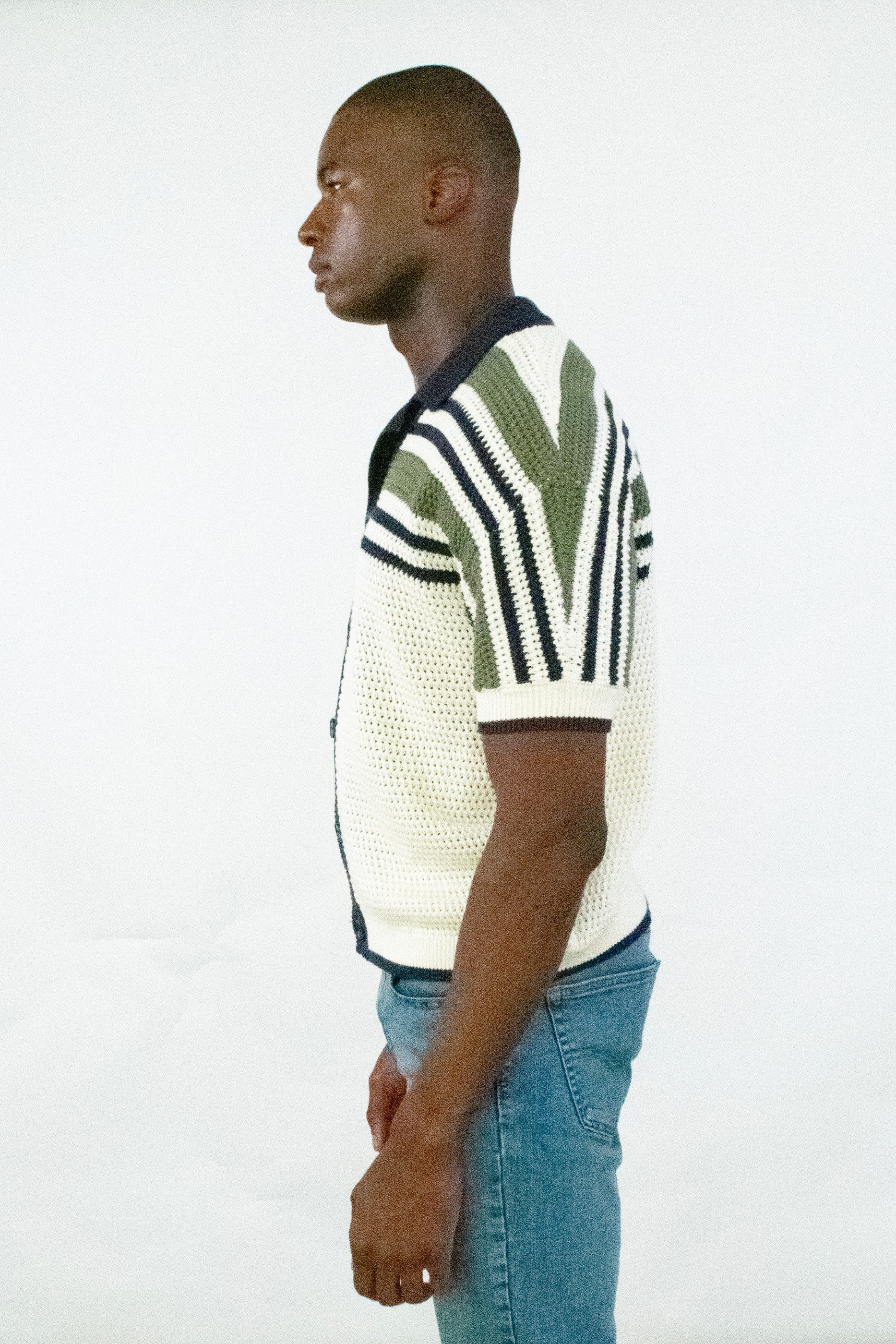 Striped Crochet Ss Buttondown