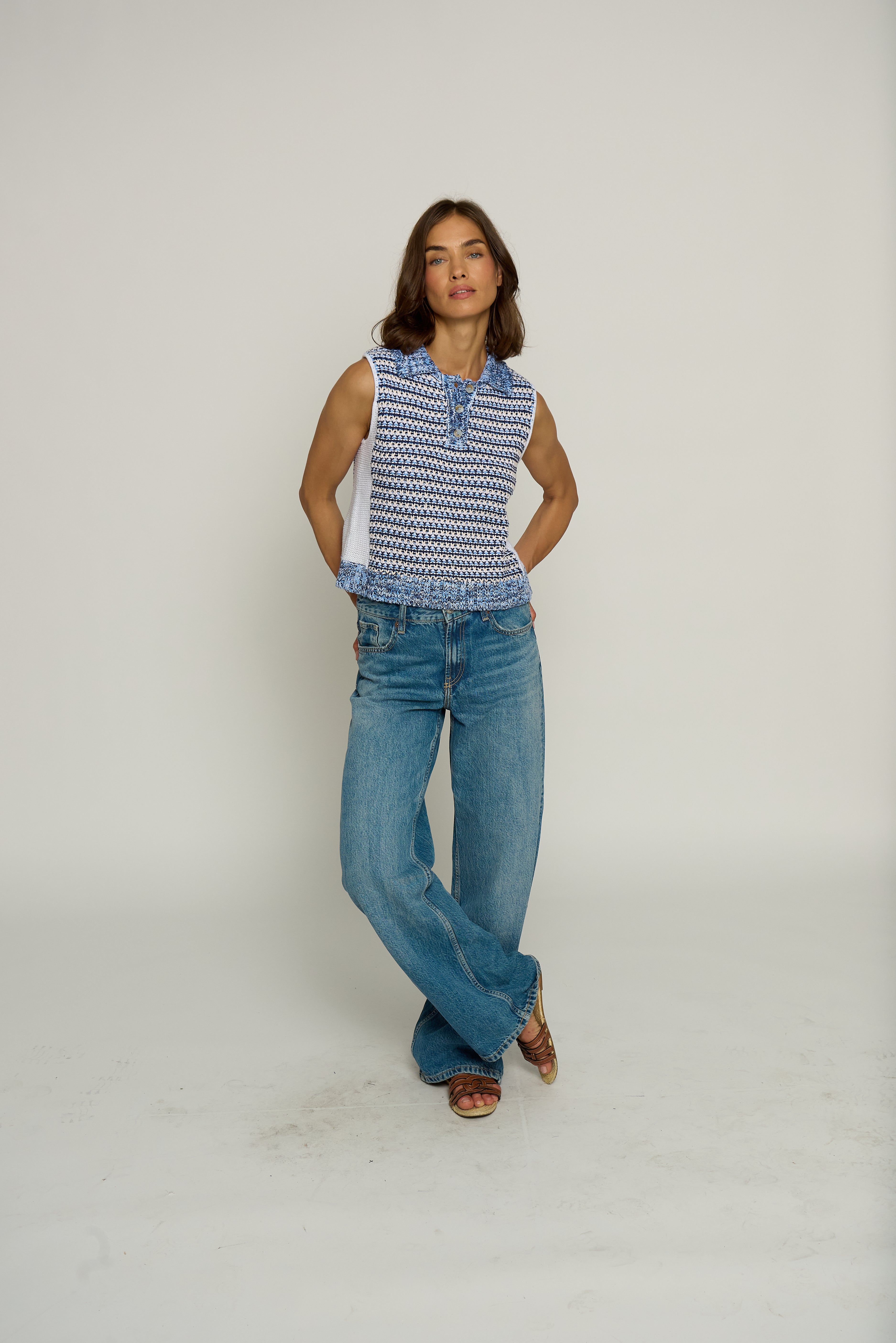 Novelty Stitch Sleeveless Polo