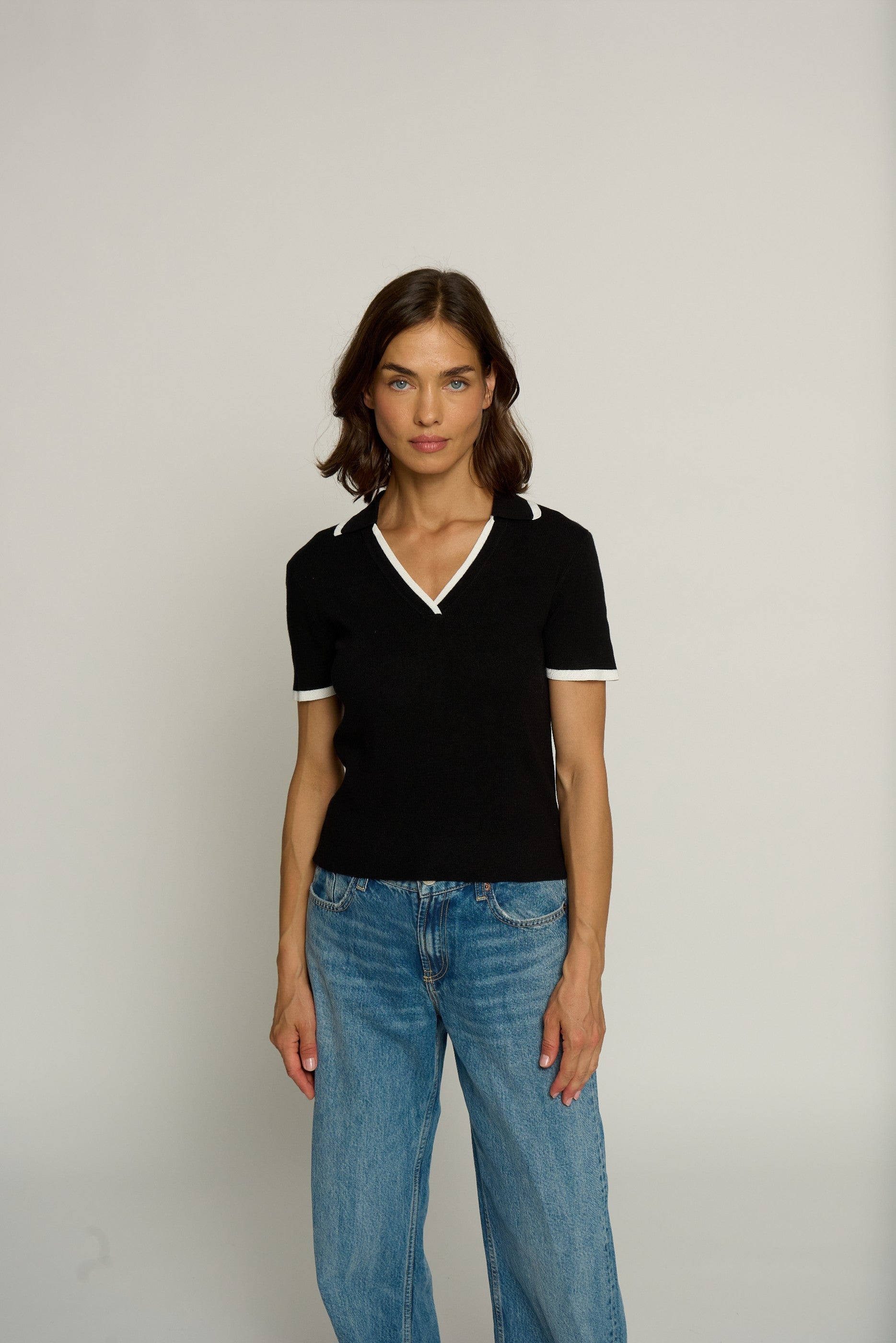 Ribbed Polo With Tipping